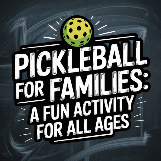 Colorful graphic promoting pickleball as a fun activity for families of all ages.