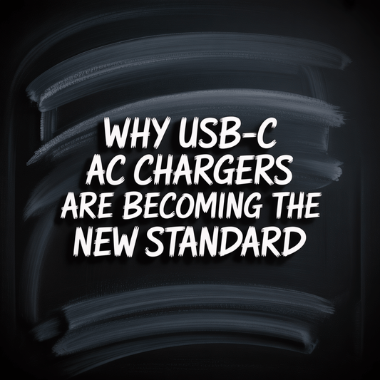 Text on a chalkboard: Why USB-C AC Chargers Are Becoming the New Standard.