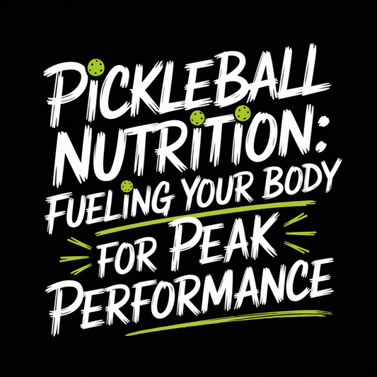 Text graphic highlighting 'Pickleball Nutrition: Fueling Your Body for Peak Performance' with vibrant colors.
