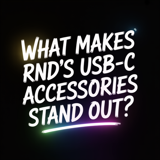 Text image asking what makes RND's USB-C accessories stand out against a dark background.