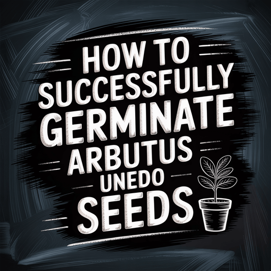 Title graphic for a guide on how to germinate Arbutus Unedo seeds, featuring a plant illustration.