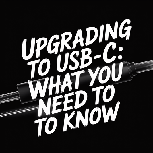 Text graphic titled 'Upgrading to USB-C: What You Need to Know' with a USB-C connector illustration.
