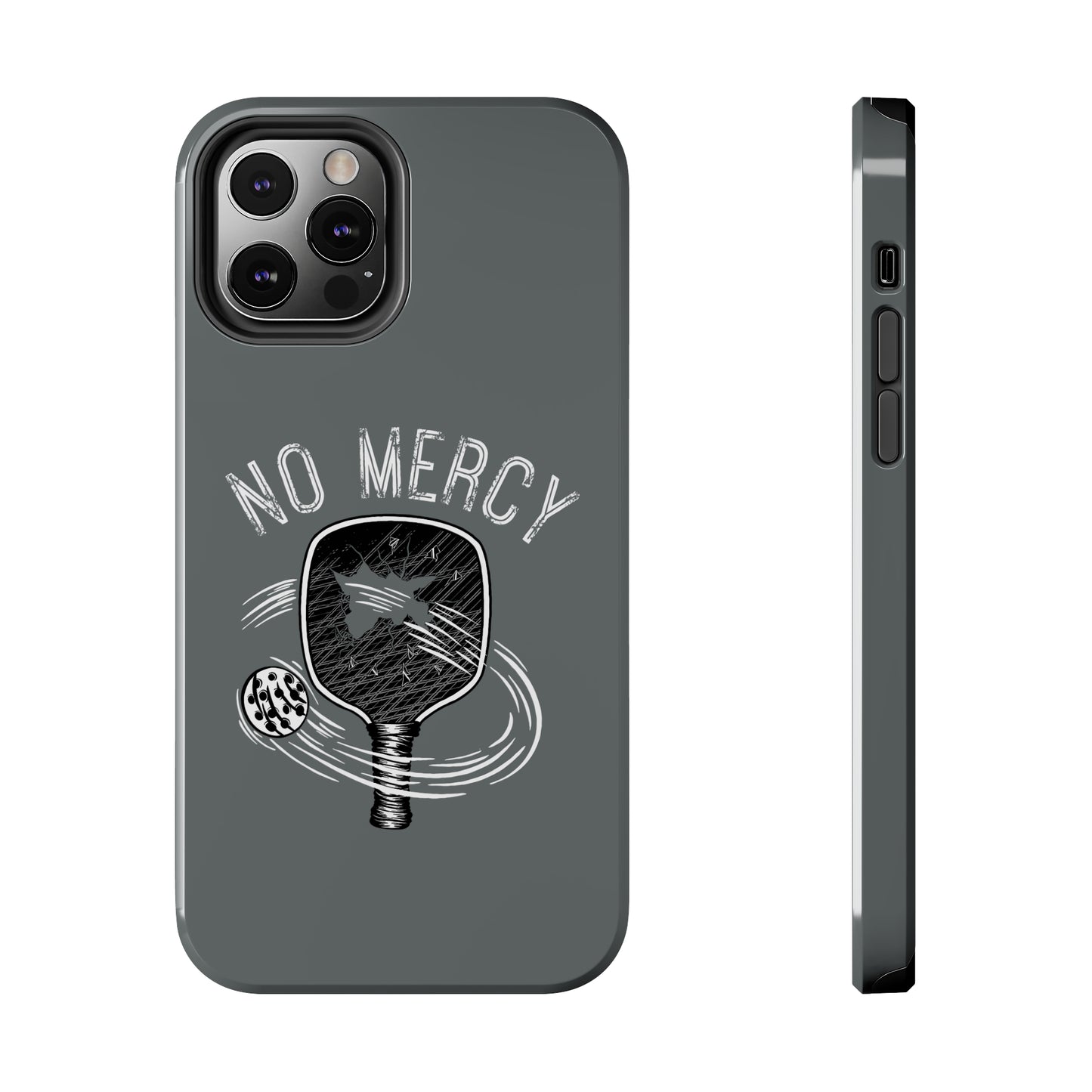 No Mercy Pickleball Series - Tough Dual-Layer Phone Case for Apple iPhone (Grey/Glossy)