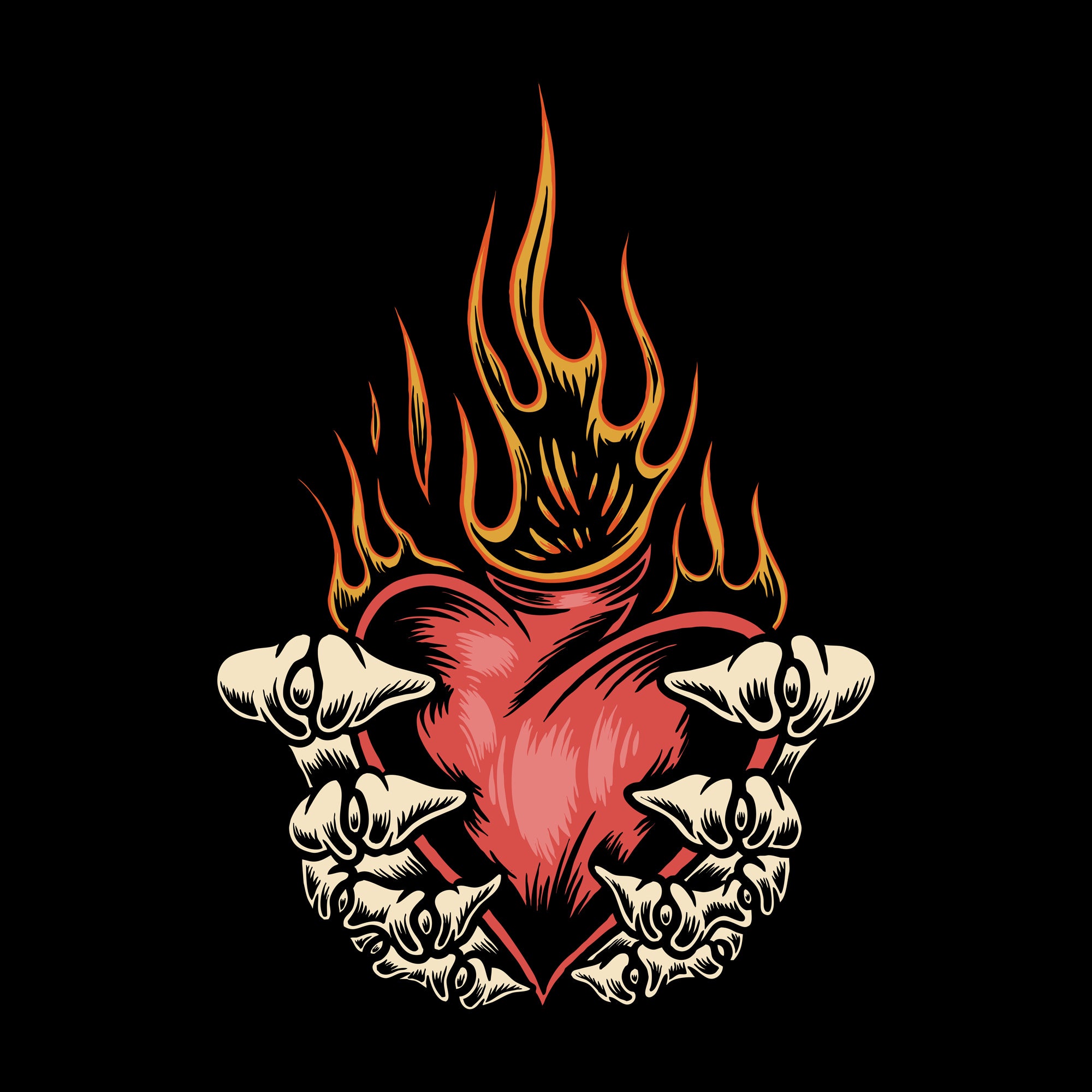 Flaming Heart Pickleball Design