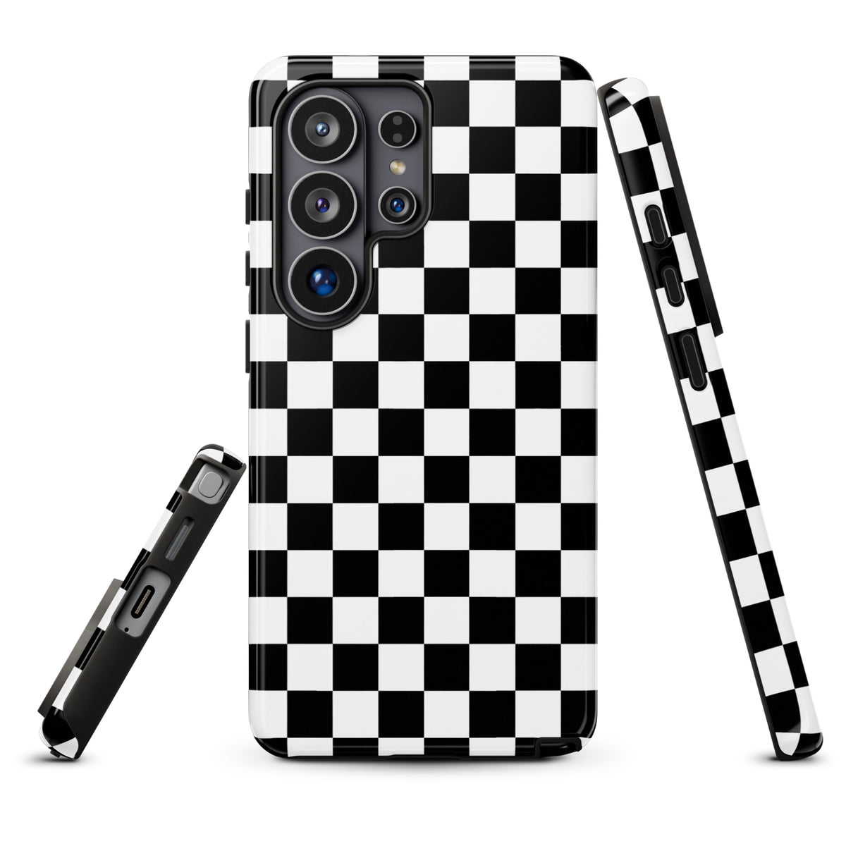 Phone Case for Samsung Galaxy with bold checkered pattern, protective and stylish cover for your smartphone.