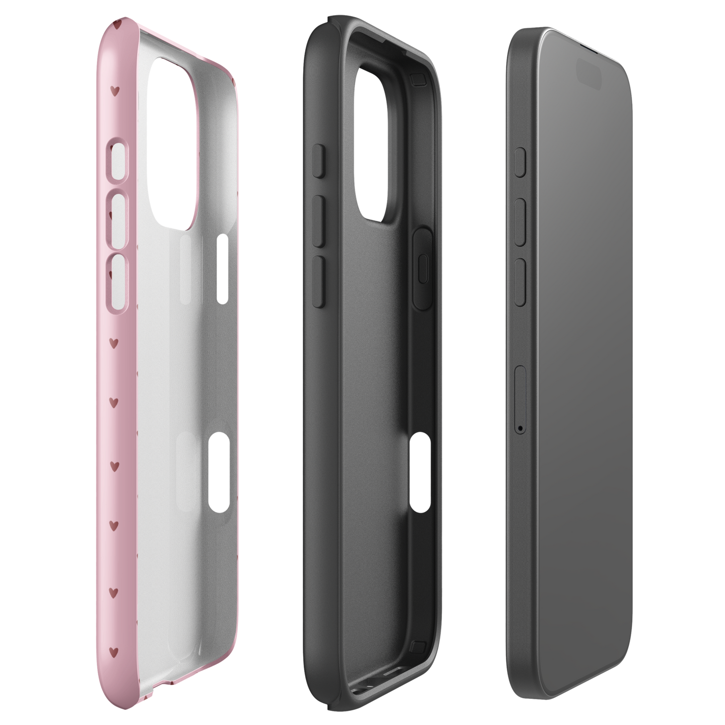 Phone Case for iPhone with Heart-Dot Pattern, showcasing a playful polka-dot style with tiny hearts on a bold background.
