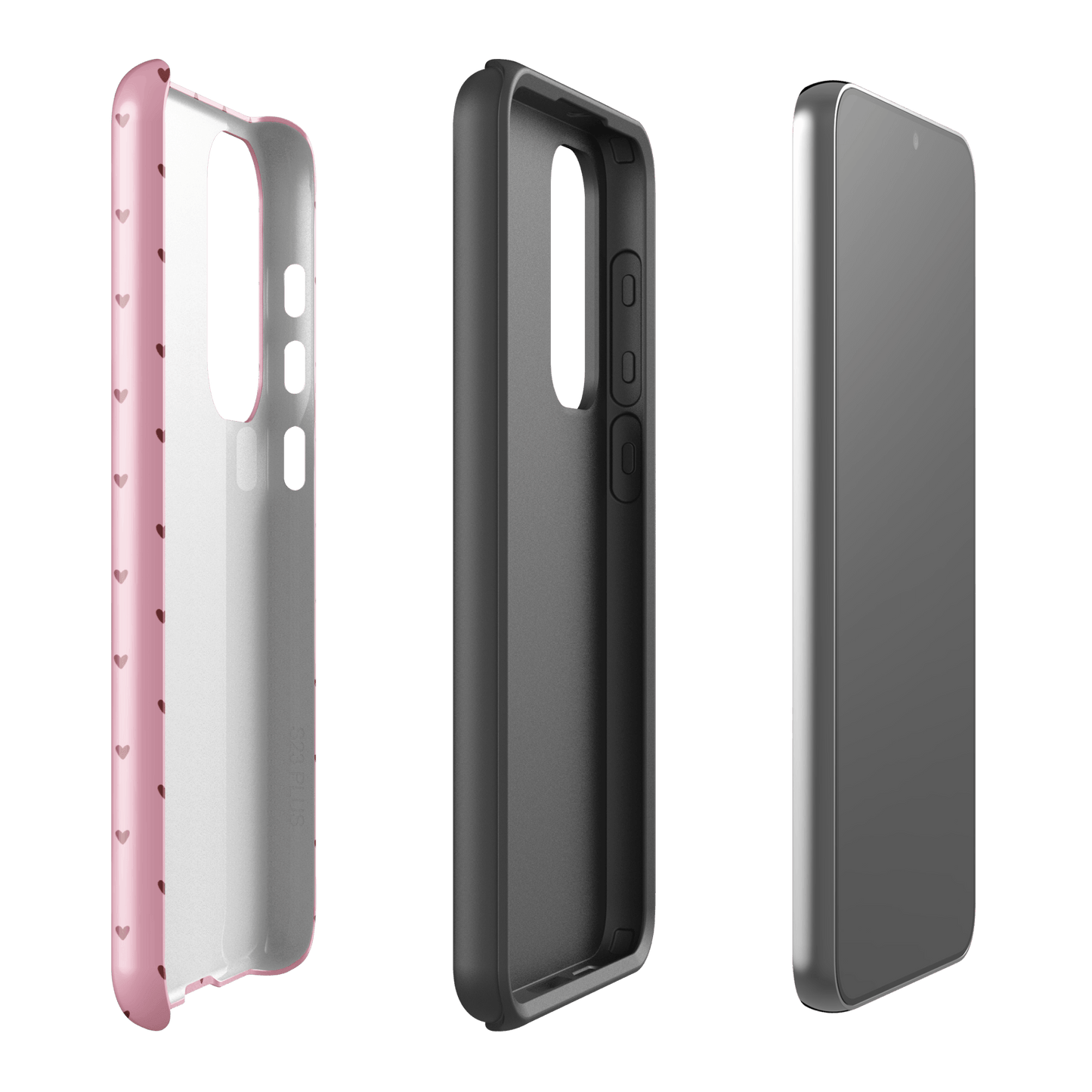 Phone Case for Samsung Galaxy with Heart-Dot Pattern in pink, showcasing charming heart design, modern aesthetic and easy style.