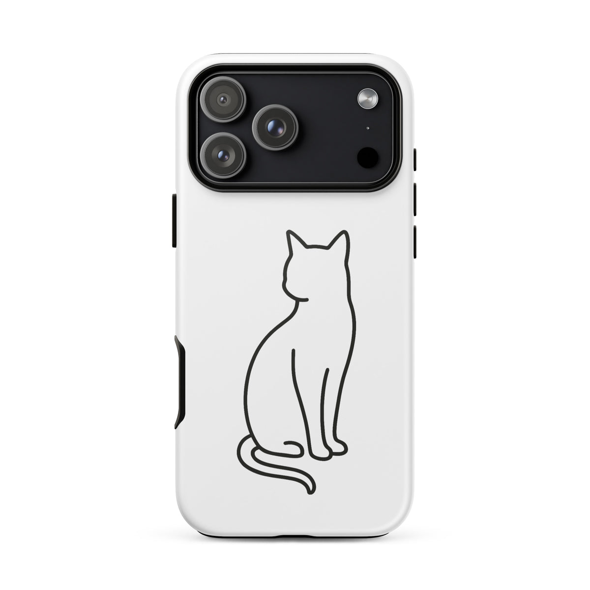 Phone Case with minimalist sitting cat design for iPhone, perfect for modern pet lovers seeking style and protection.