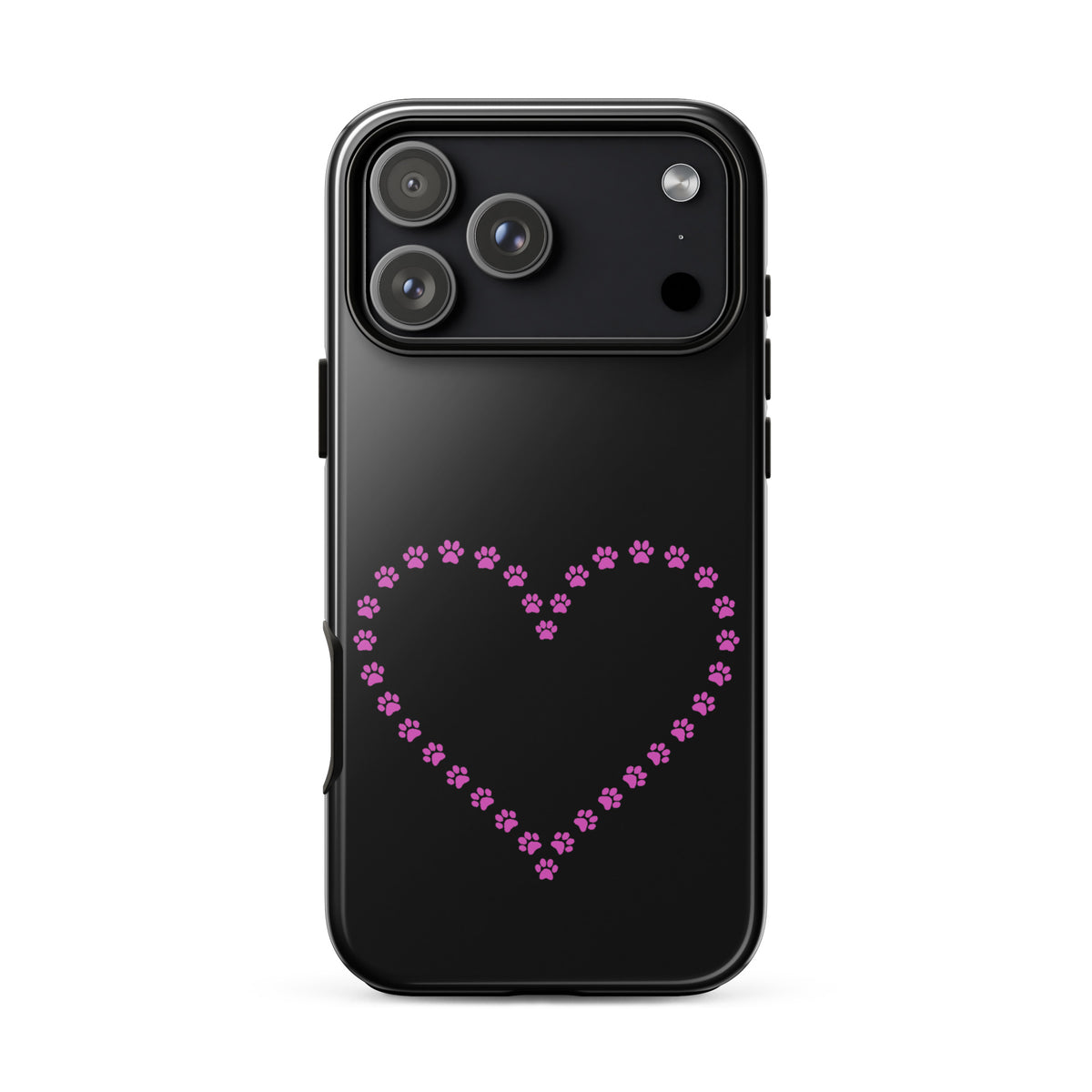 Phone Case for iPhone with cute paw print heart design, perfect for pet lovers. Durable protective cover with animal-themed decoration.