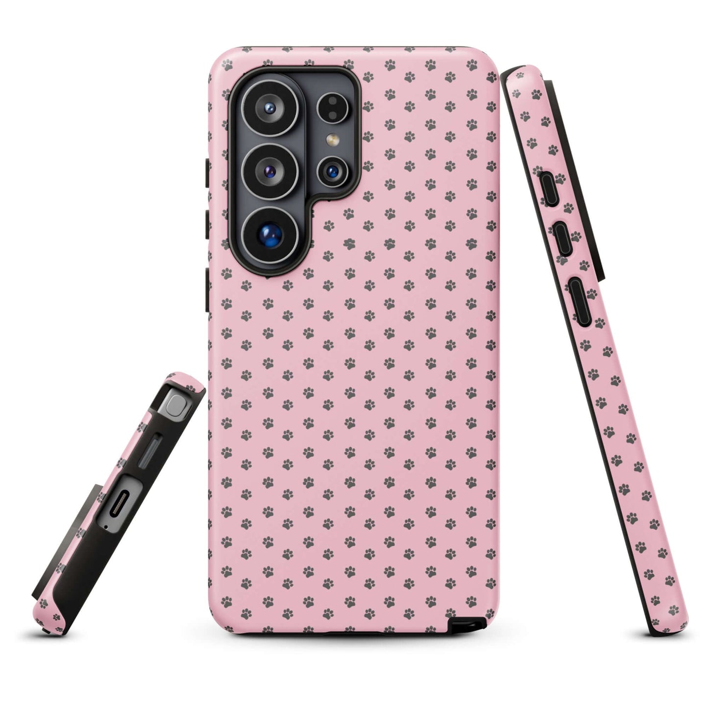Phone Case Samsung Galaxy with pink paw-print design offering playful protection.