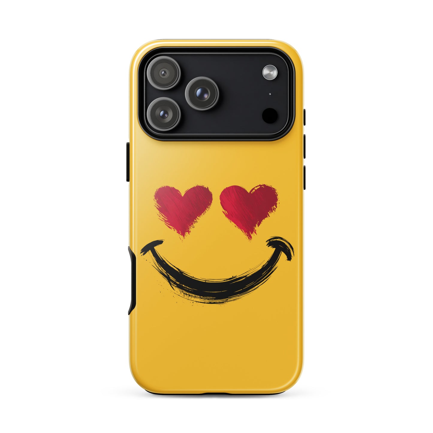 Phone Case for iPhone with heart-eyes smiley art, bold style, vibrant colors for a playful, expressive statement.