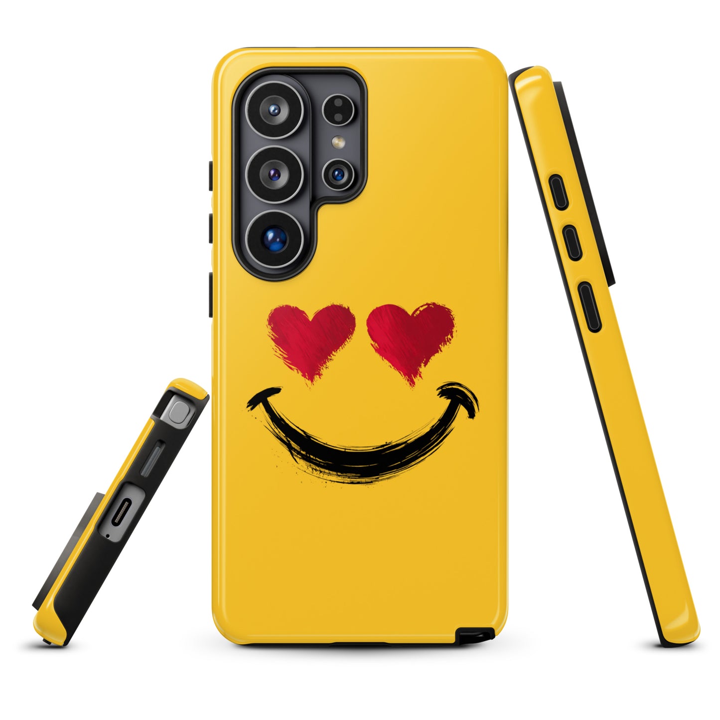 Phone Case for Samsung Galaxy featuring heart-eyes smiley art with a bold, playful design in vibrant colors.