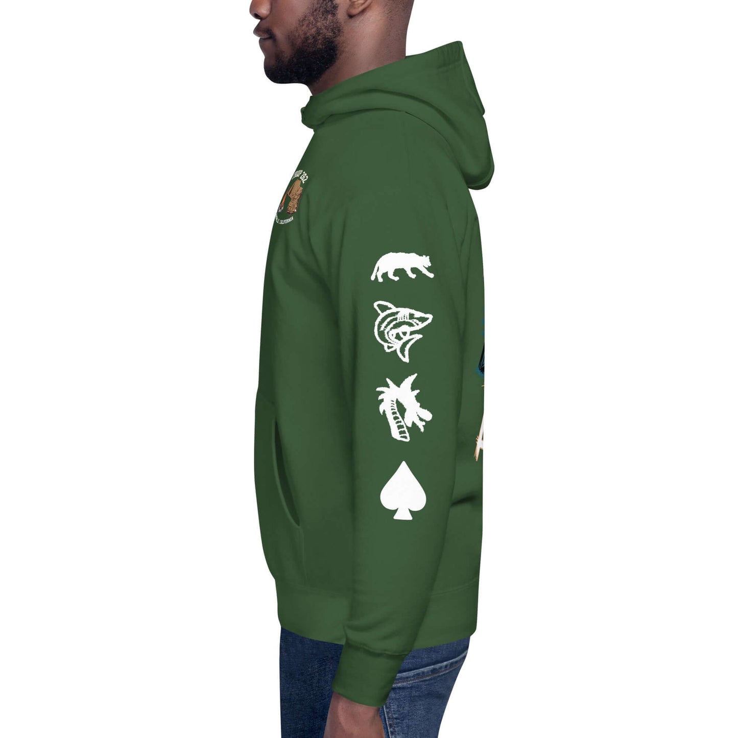 Adult unisex hoodie featuring outdoor designs and Troop 262 logo, perfect for camping and outdoor adventures.