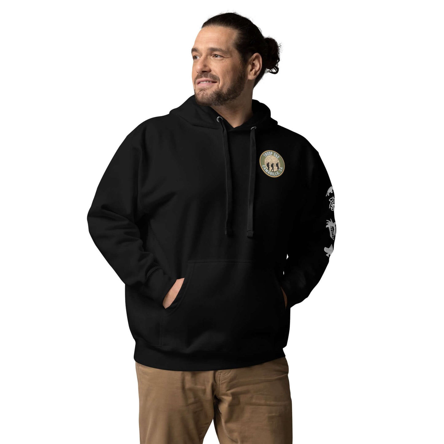 Adult Unisex Hoodie – Hiking Ultimate Edition in black, featuring a stylish logo and side graphics, perfect for outdoor adventures.