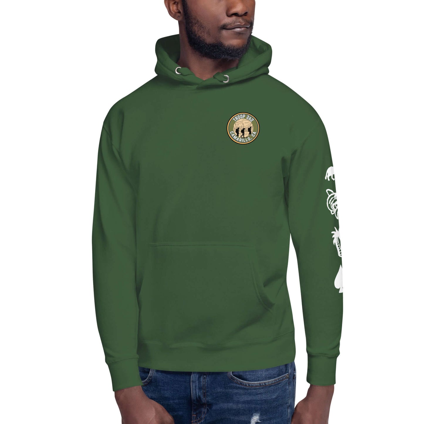 Adult unisex hoodie from Troop 262 featuring a logo and outdoor design, perfect for scouts and adventurers.
