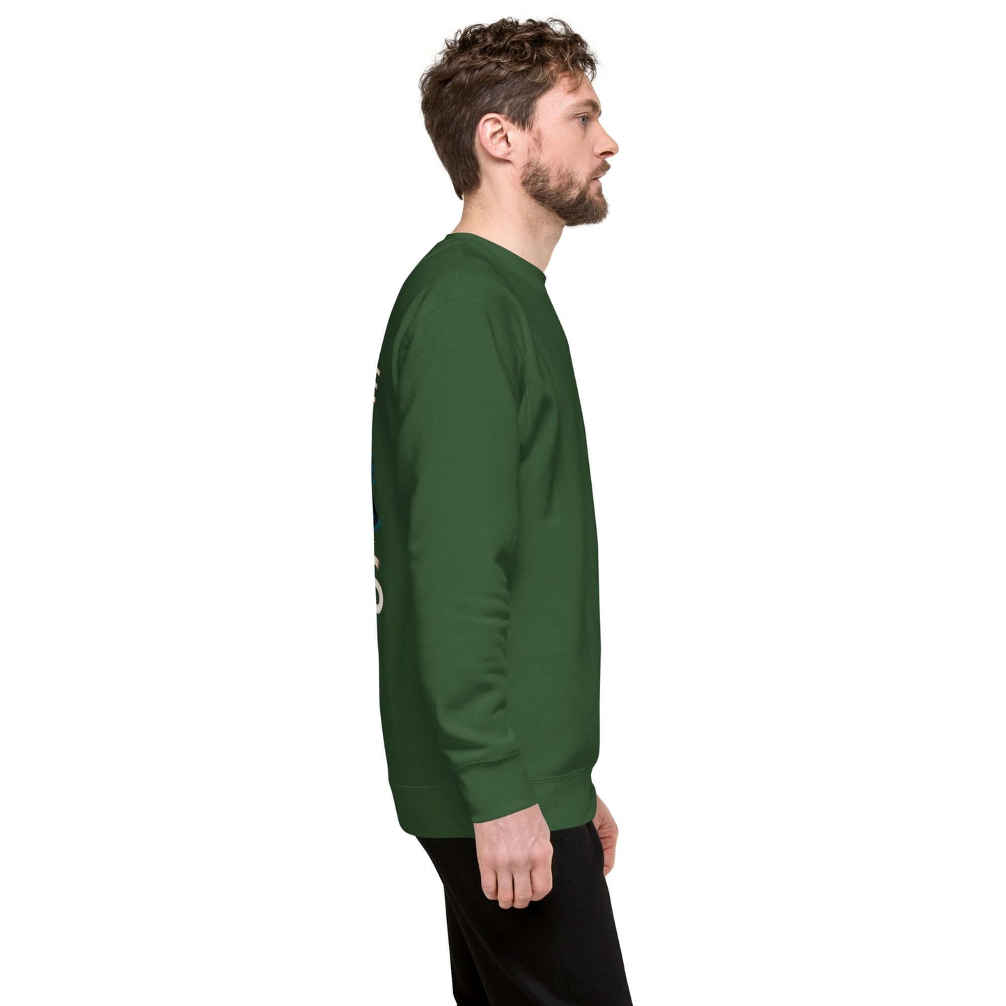 Adult Unisex Premium Sweatshirt for Troop 262, ASM edition, shown in green from the side view.