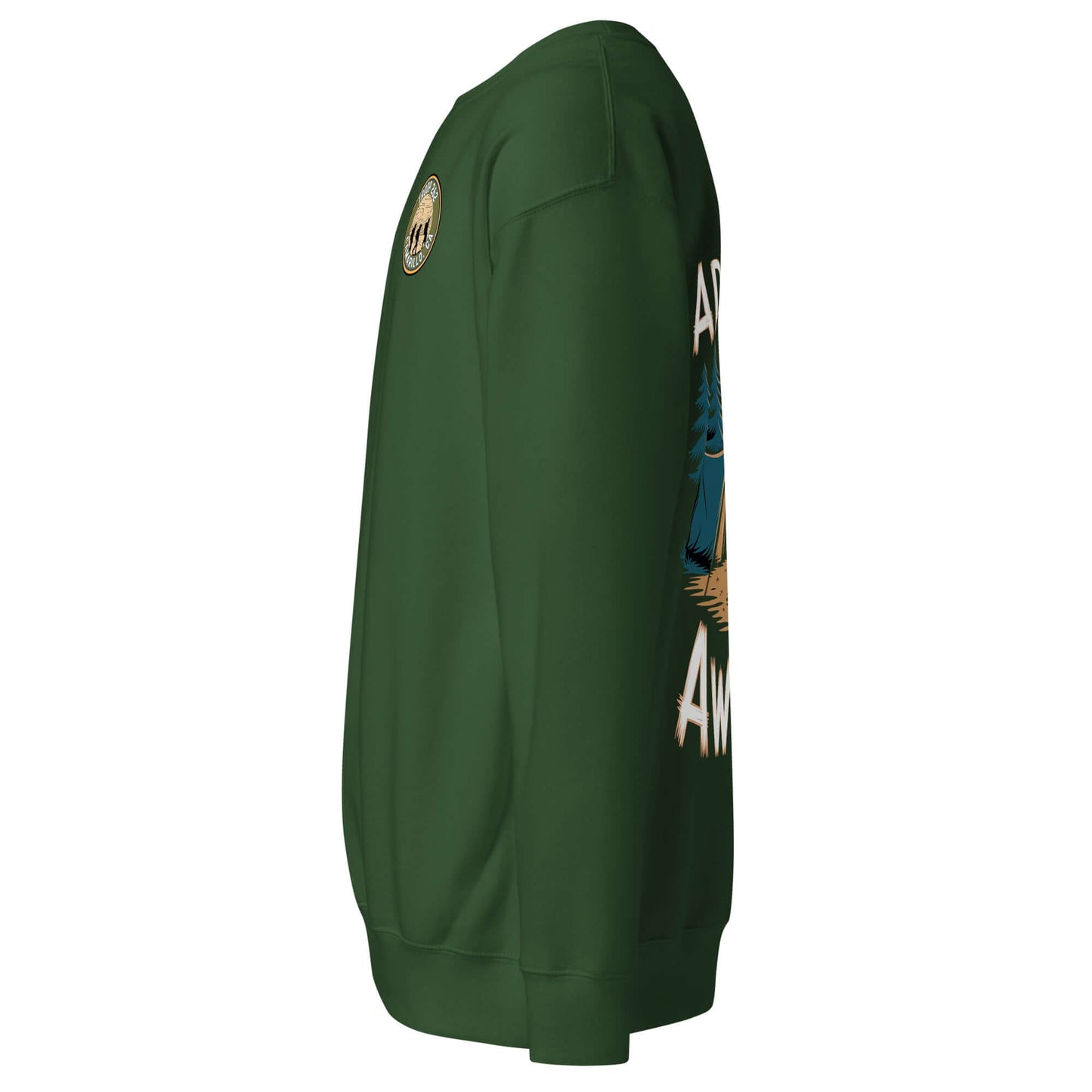 Side view of Adult Unisex Premium Sweatshirt in green, featuring Troop 262 logo and Assistant Scout Master design.