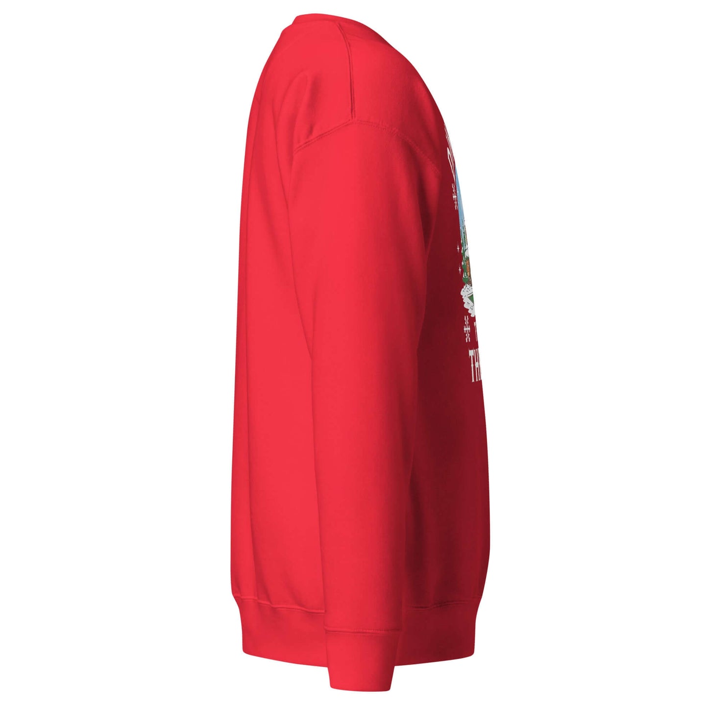 right side of Dinking Through the Snow: Cozy Pickleball Sweatshirt for Holiday Enthusiasts (red)
