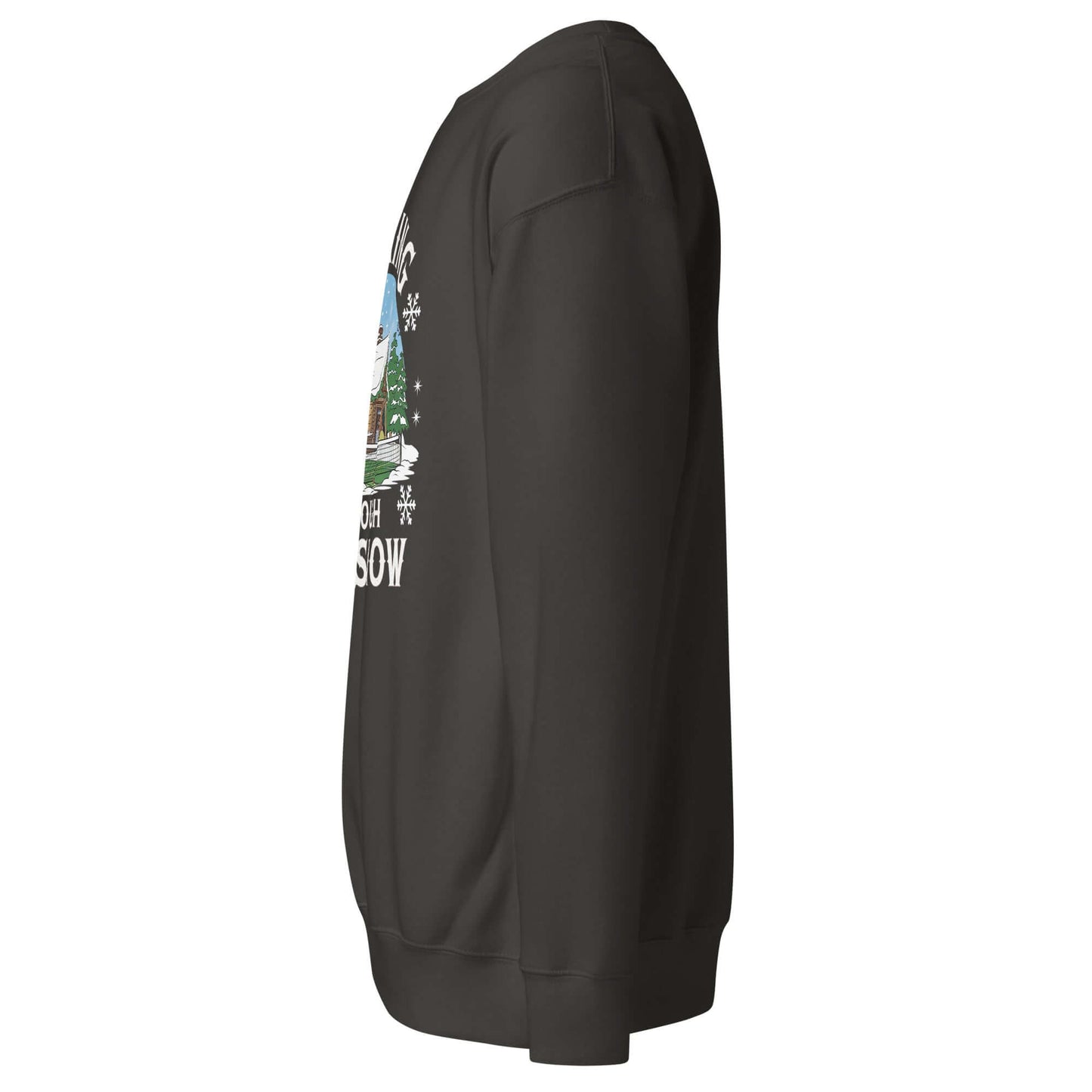 left side of Dinking Through the Snow: Cozy Pickleball Sweatshirt for Holiday Enthusiasts (vintage black)