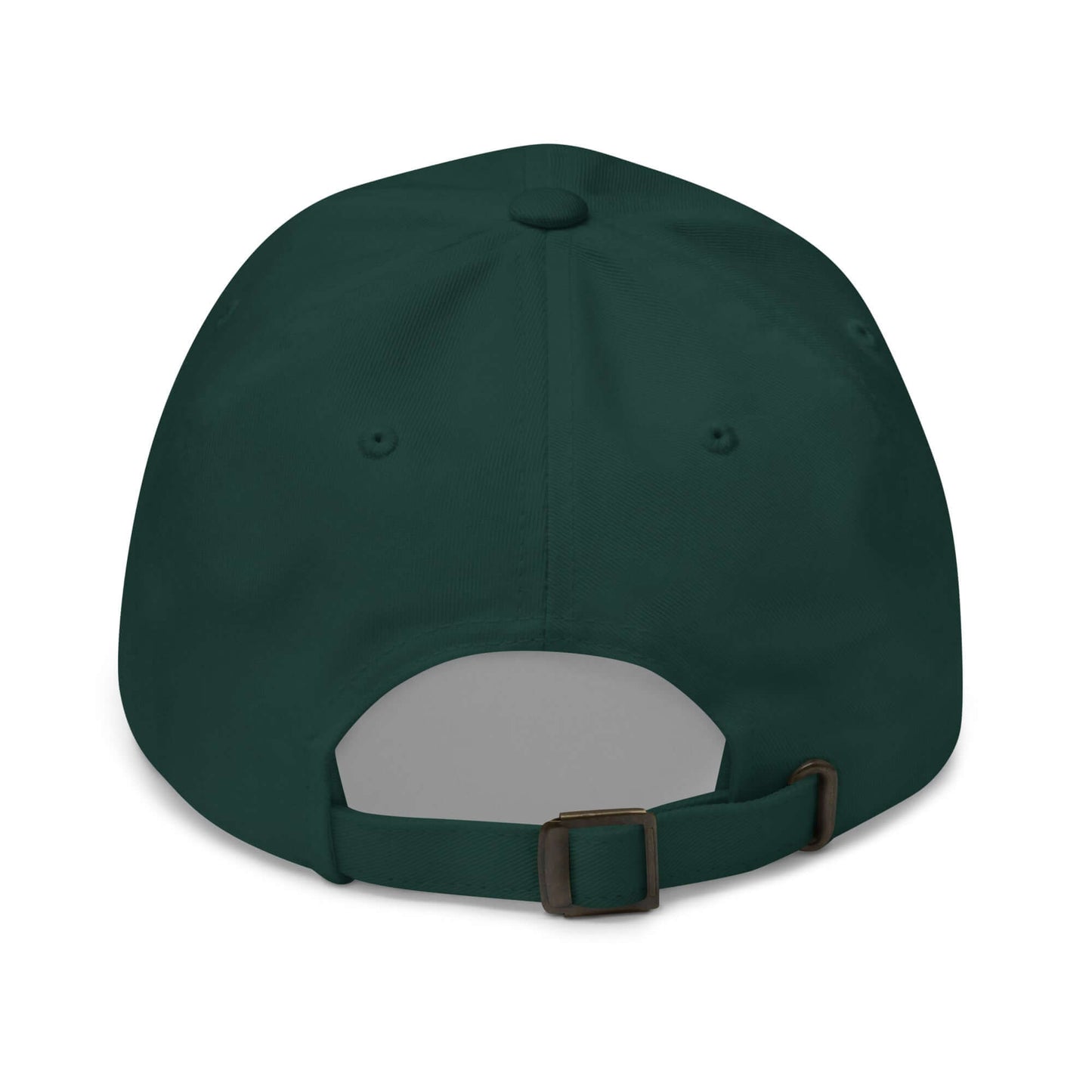 Back view of Haunted Pickleball Spirit Hat in green, featuring an adjustable strap and crafted from chino cotton twill.