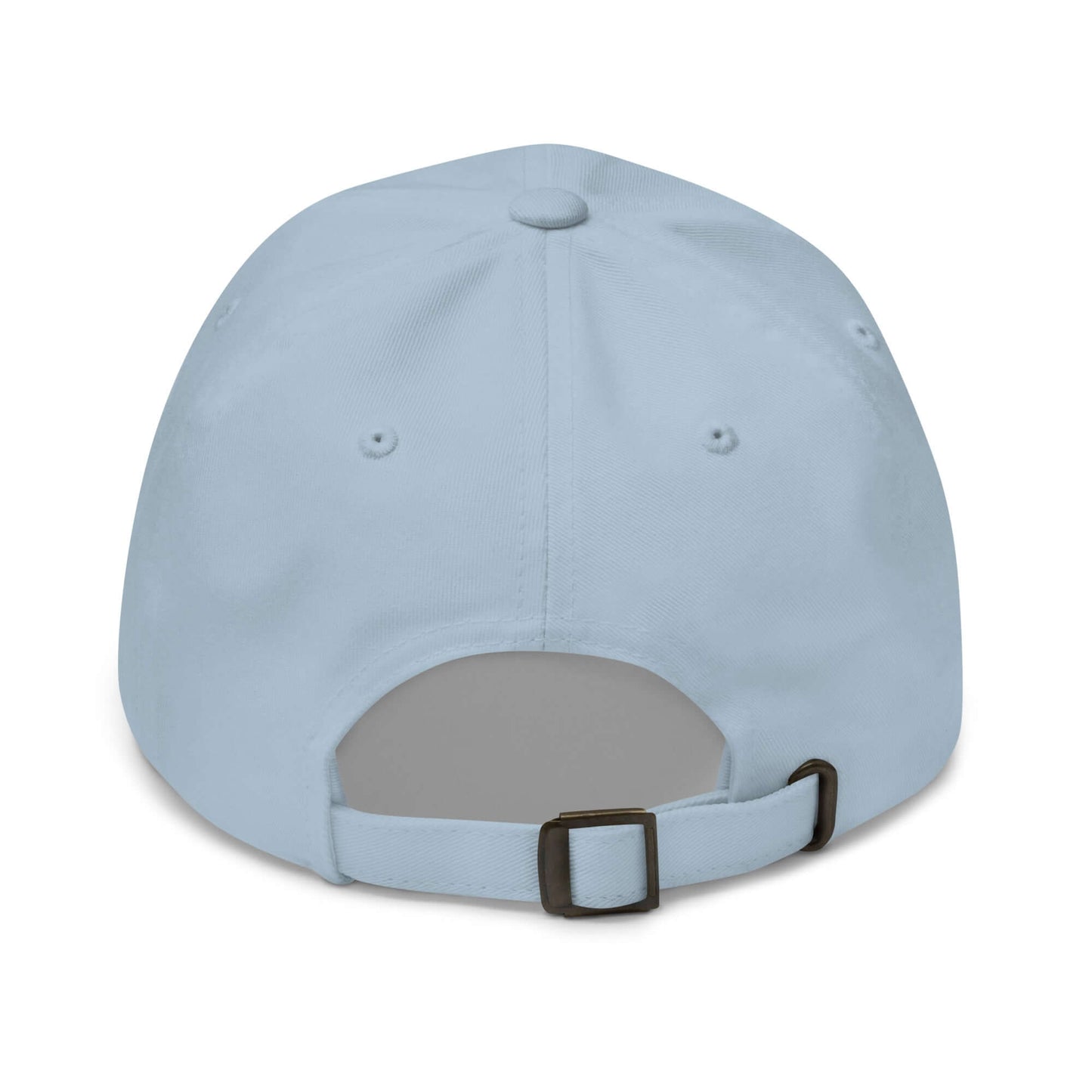 Back view of light blue Haunted Pickleball Spirit Hat with adjustable strap and chino cotton twill fabric.