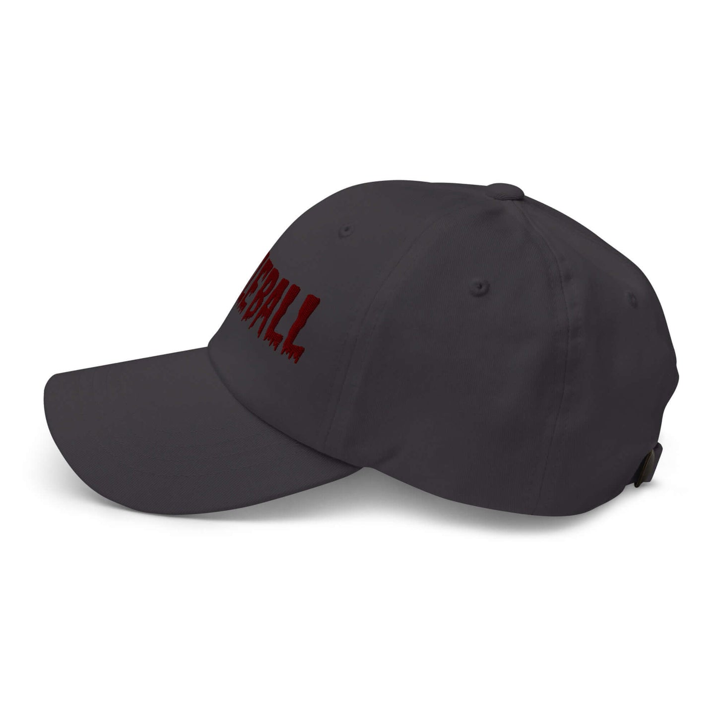Haunted Pickleball Spirit Hat in black with spooky maroon embroidery, perfect for adding eerie style to your pickleball game.