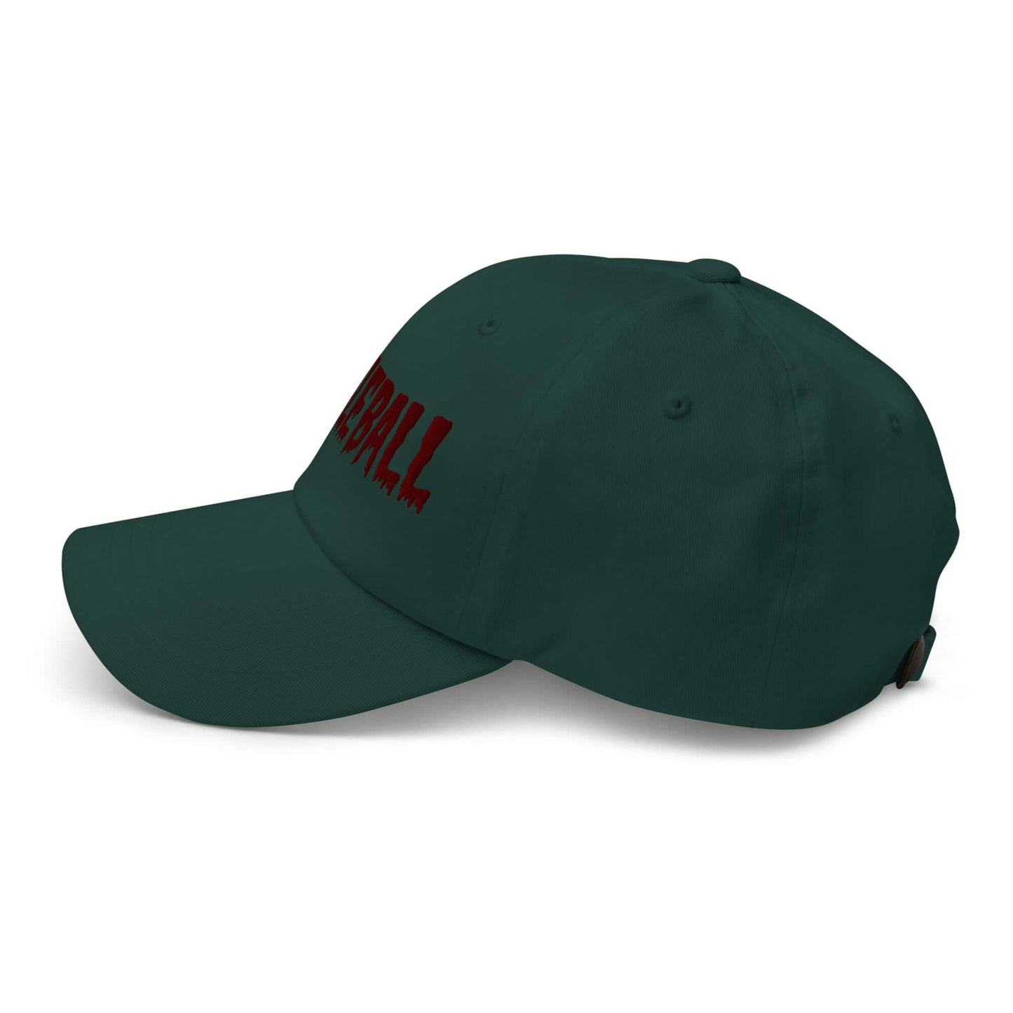 Haunted pickleball hat with maroon embroidery, perfect for eerie style on the court, made of 100% chino cotton twill.
