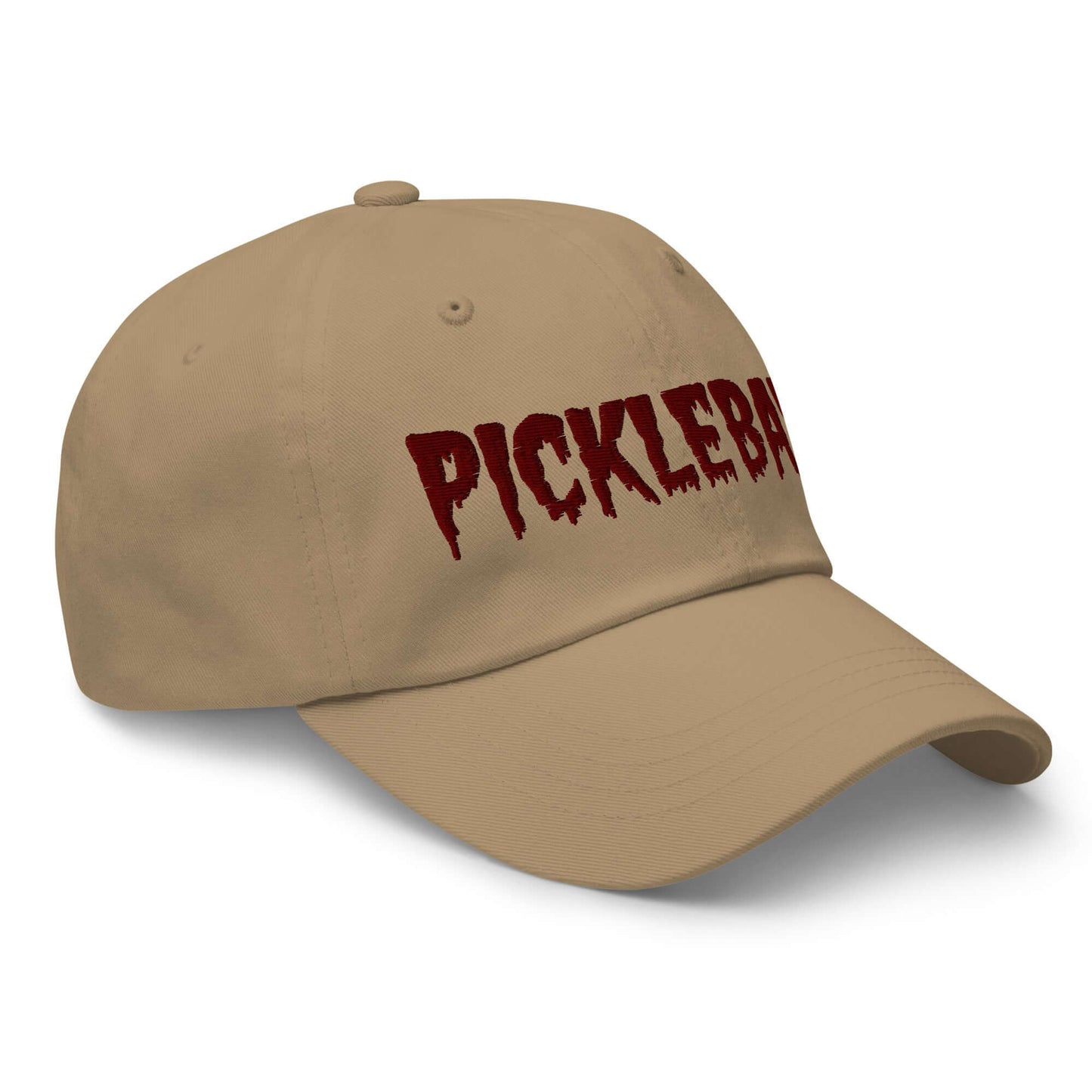 Haunted Pickleball Spirit Hat with spooky maroon embroidery, perfect for adding eerie style to your game.