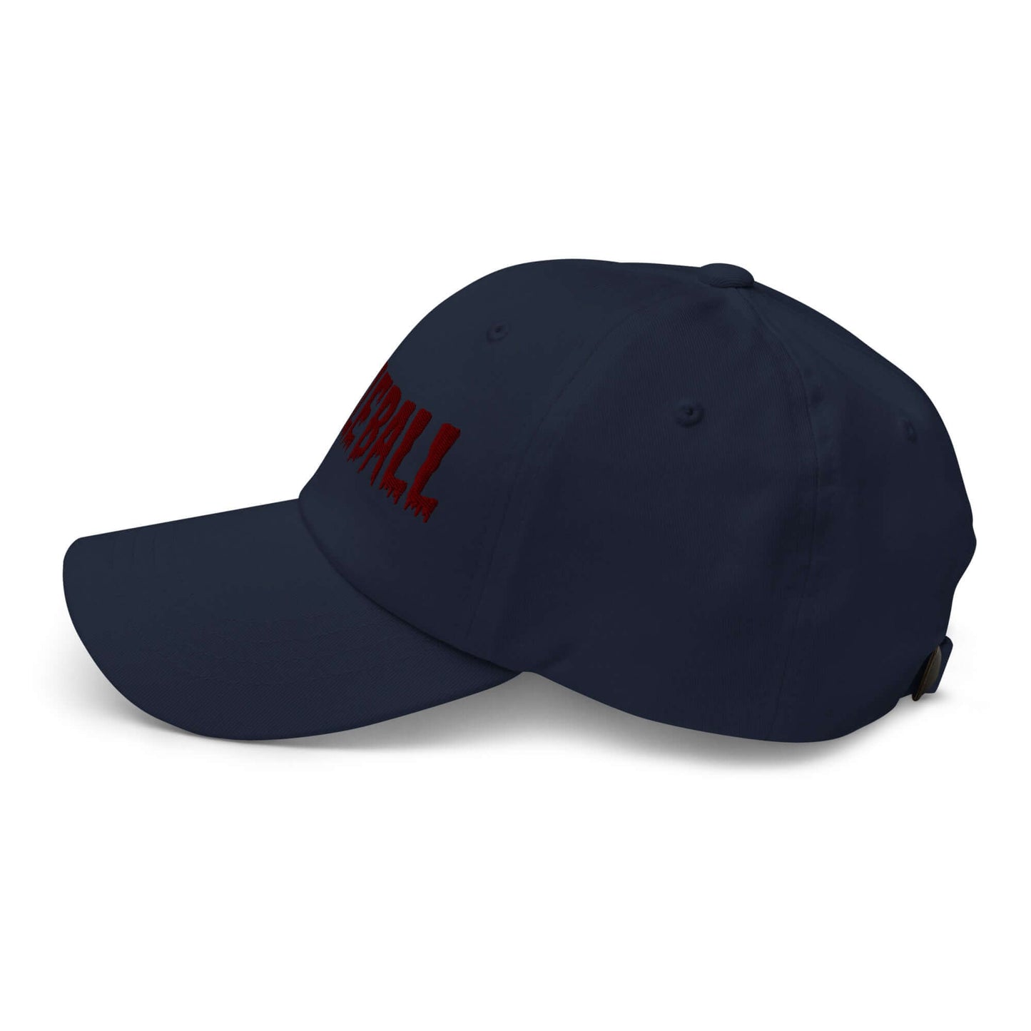 Haunted Pickleball Spirit Hat in navy with maroon embroidered text, perfect for adding an eerie style to your pickleball game.