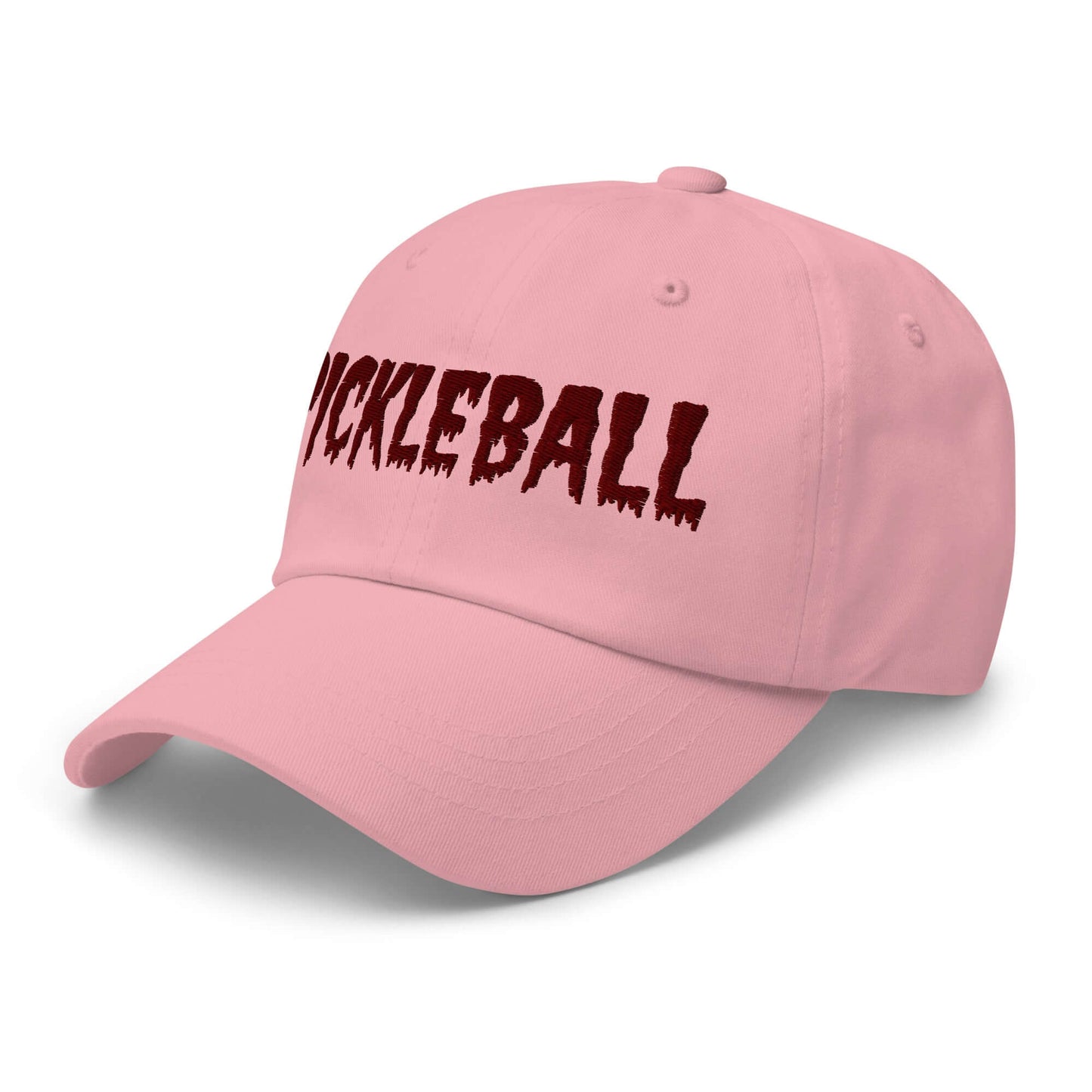 Pink Haunted Pickleball Spirit Hat with Maroon Embroidered Text