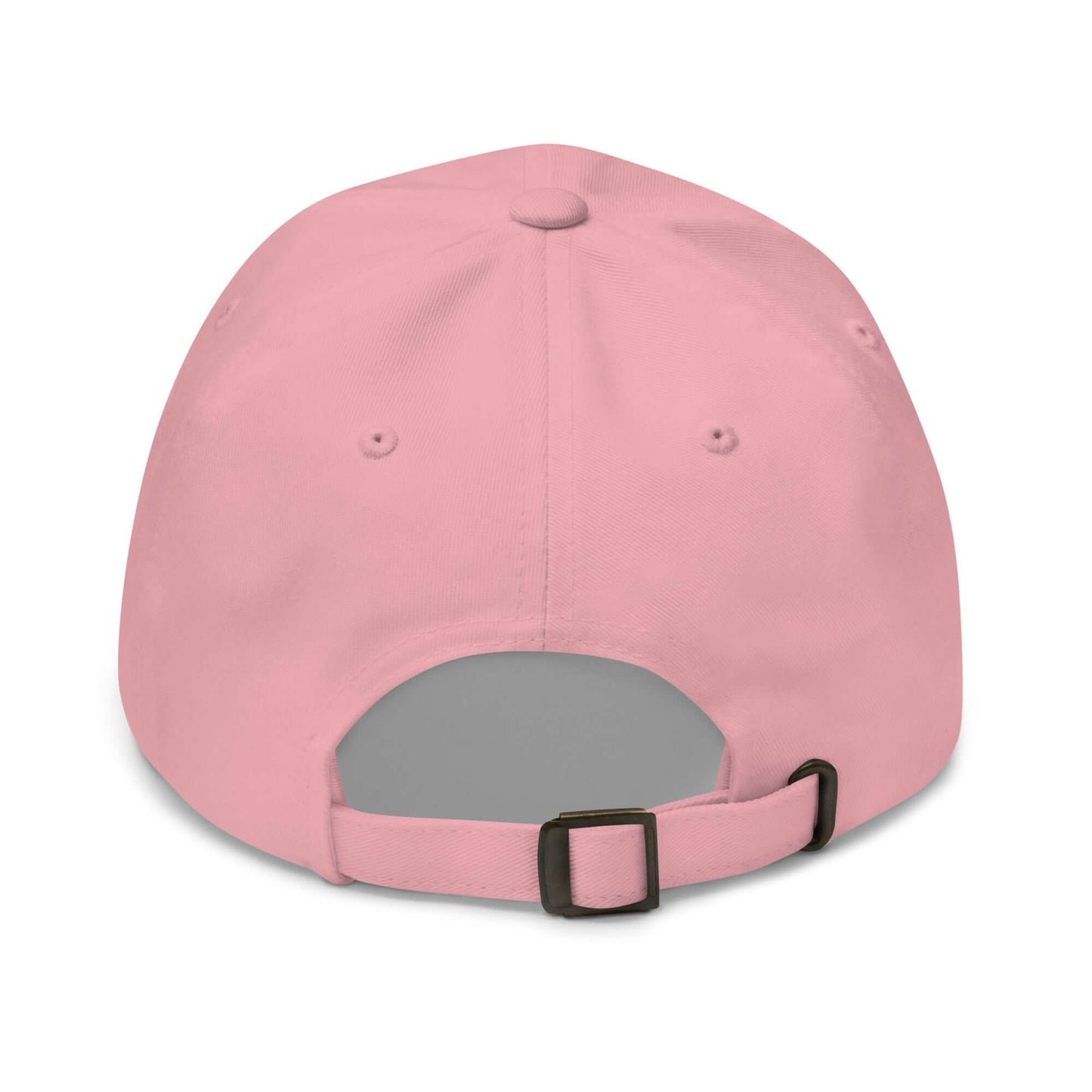 Pink haunted pickleball dad hat back view with adjustable strap