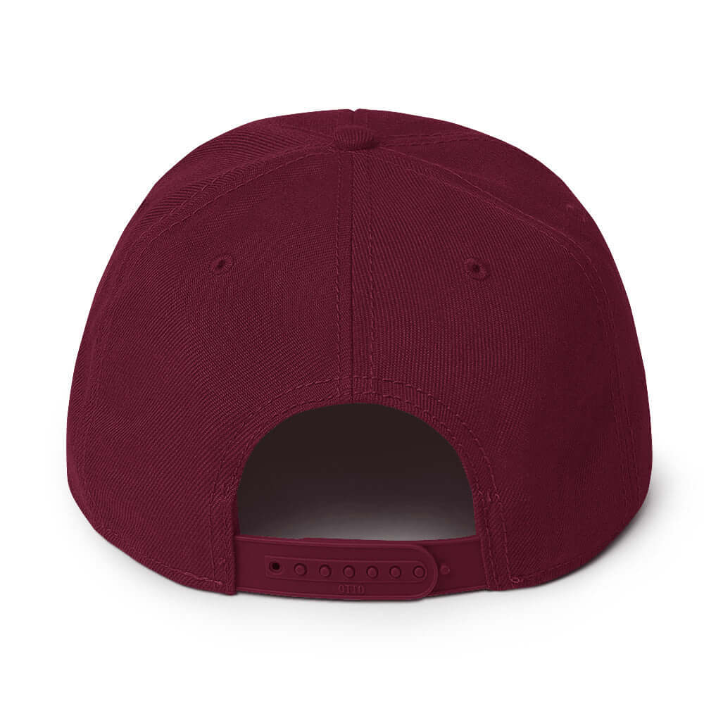 back side of Ronnie Mac 69's I Heart Moto Mom's Embroidered Snapback Hat (maroon)