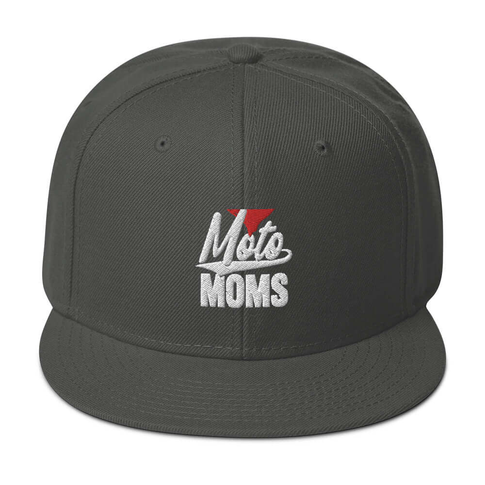 front side of Ronnie Mac 69's I Heart Moto Mom's Embroidered Snapback Hat (gray/) -1