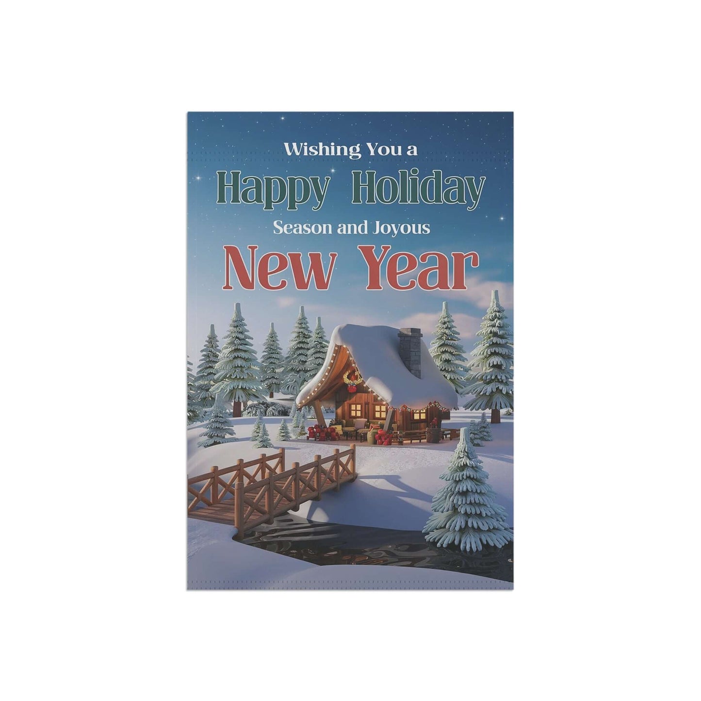 Joyous Holiday & New Year Banner: Spread Cheer in Your Garden & Home laying flat