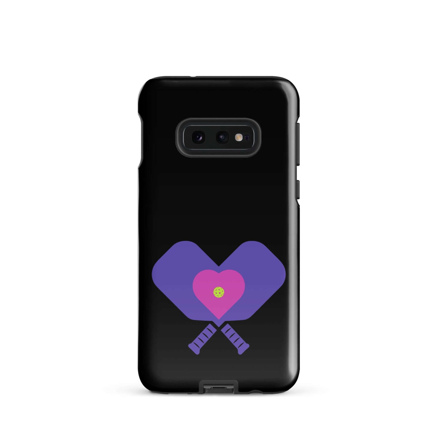 LOVE Pickleball Tough Case for Samsung® featuring a heart and paddles design, perfect for pickleball fans.