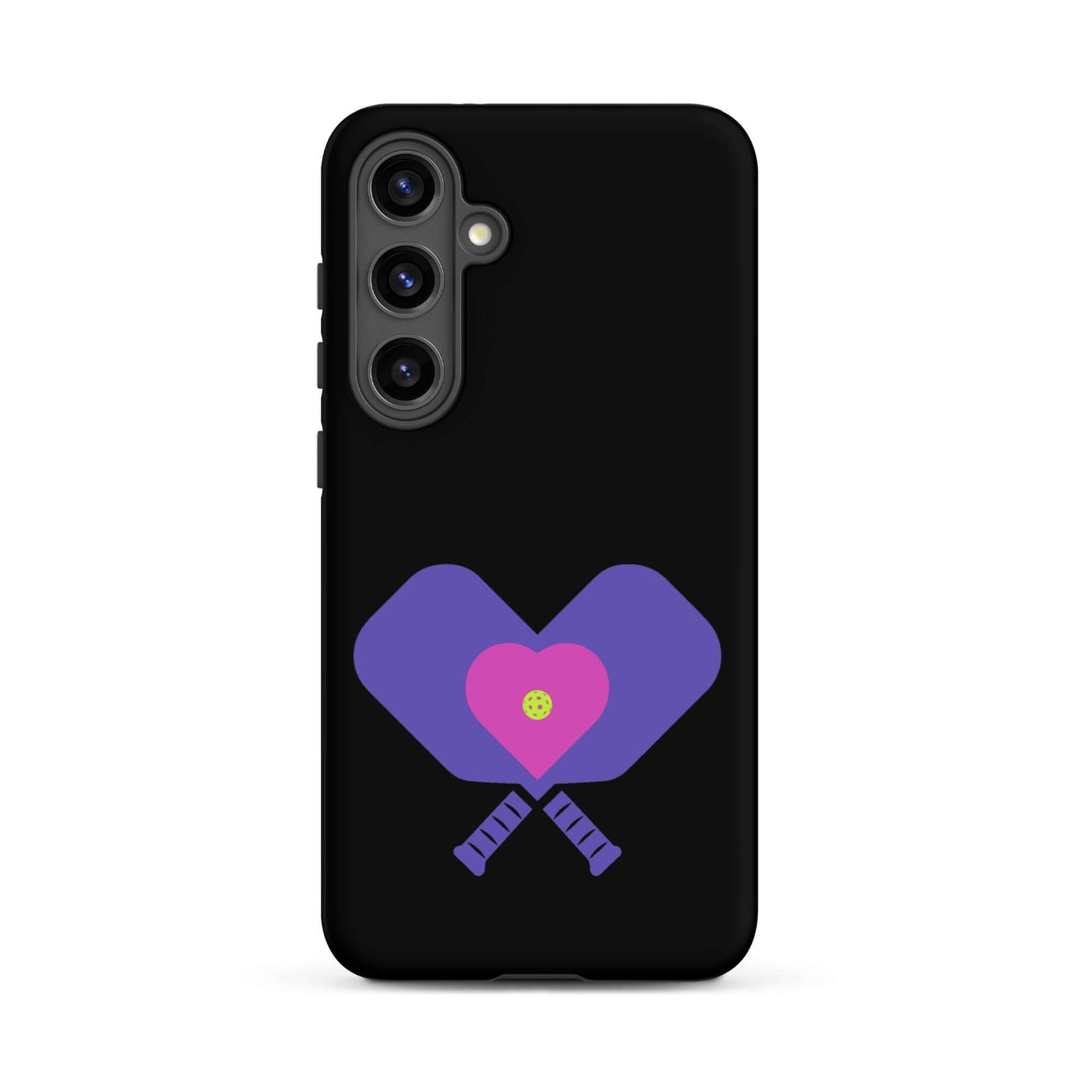 LOVE Pickleball Tough Case for Samsung featuring heart-shaped paddles, stylish design for fans of the game.