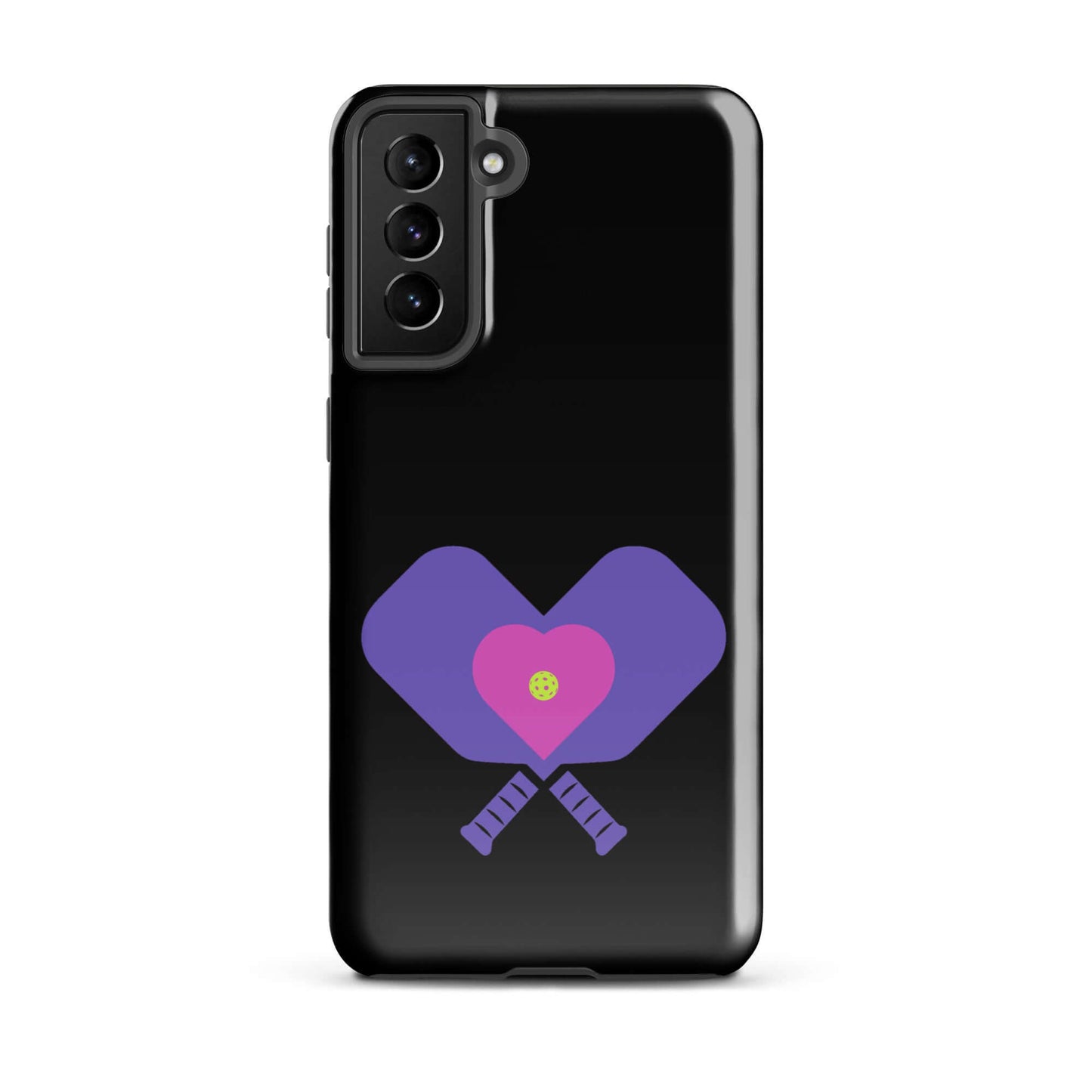 LOVE Pickleball Tough Case for Samsung® featuring heart and paddle design, perfect for fans of the sport.