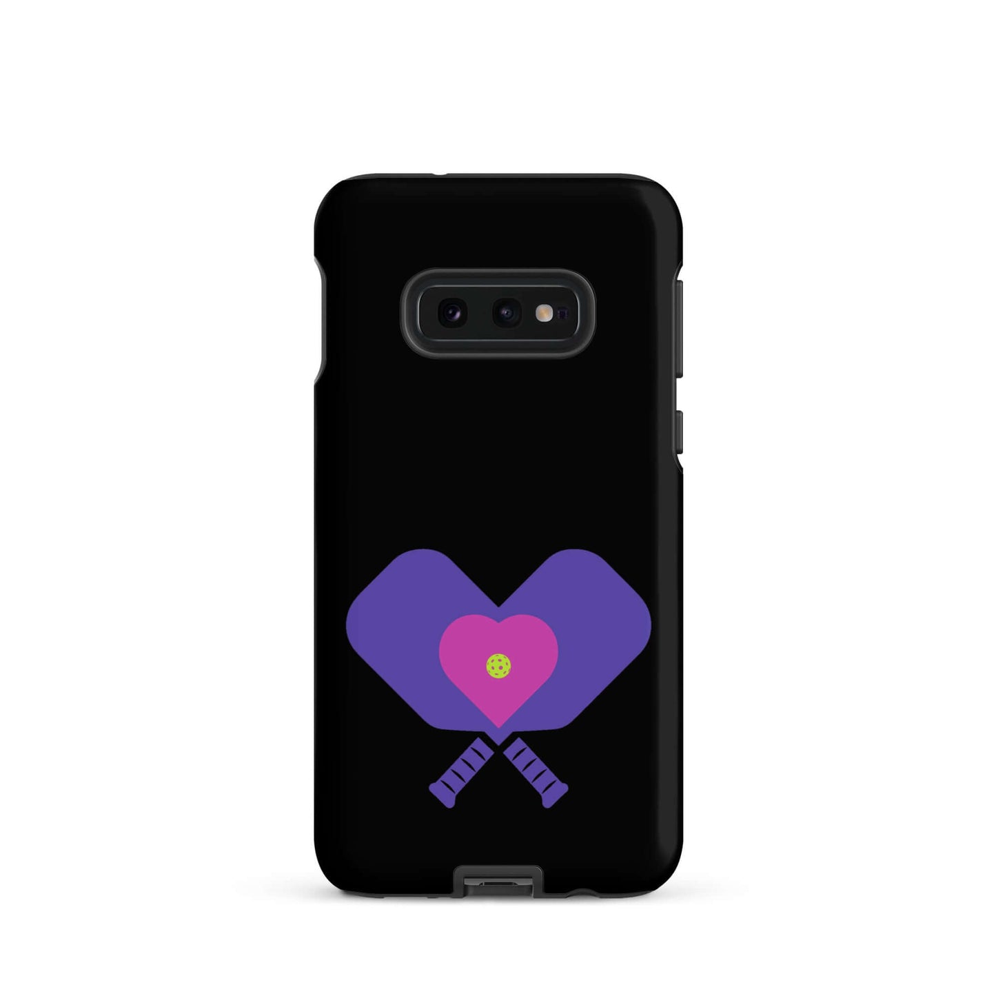 LOVE Pickleball Tough Case for Samsung® featuring a heart design and pickleball paddles.