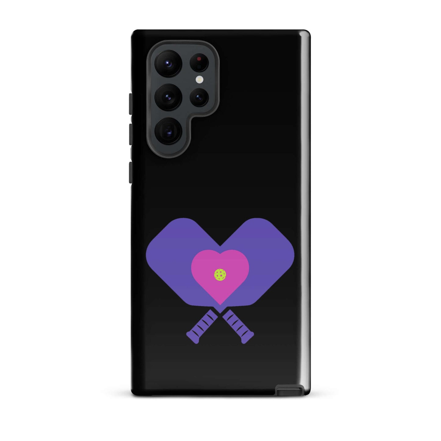 LOVE Pickleball Tough Case for Samsung® with heart and paddle design, showing passion for pickleball.