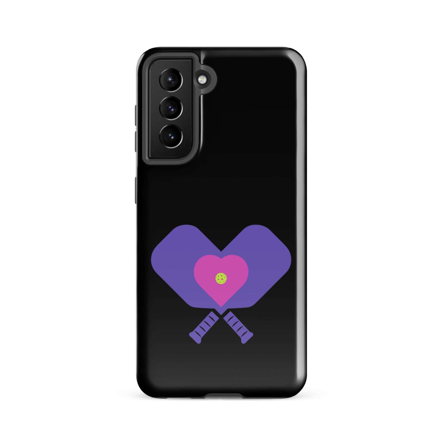LOVE Pickleball Tough Case for Samsung® with heart and paddle design, showcasing passion for the sport.