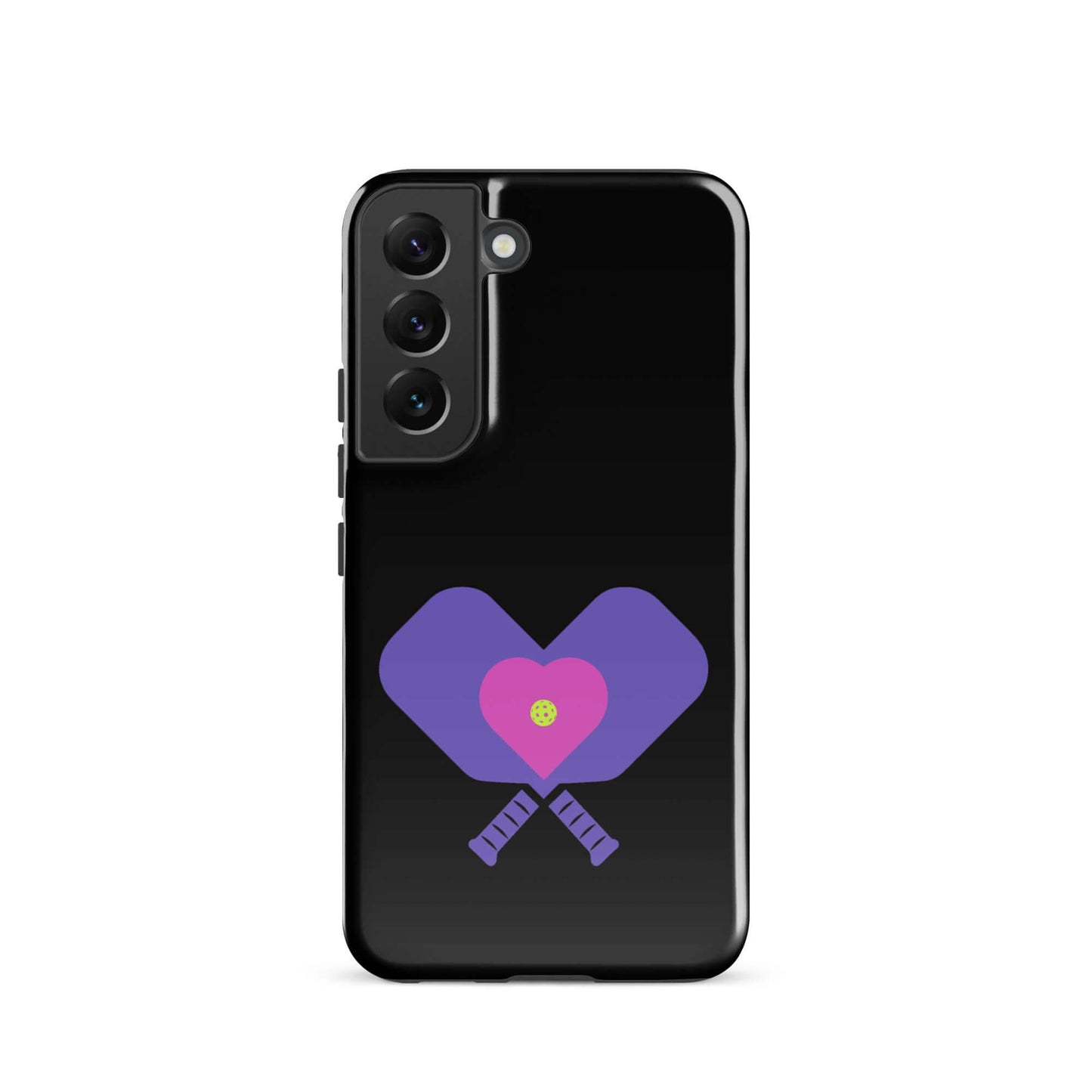 LOVE Pickleball Tough Case for Samsung with pickleball paddles and heart design.