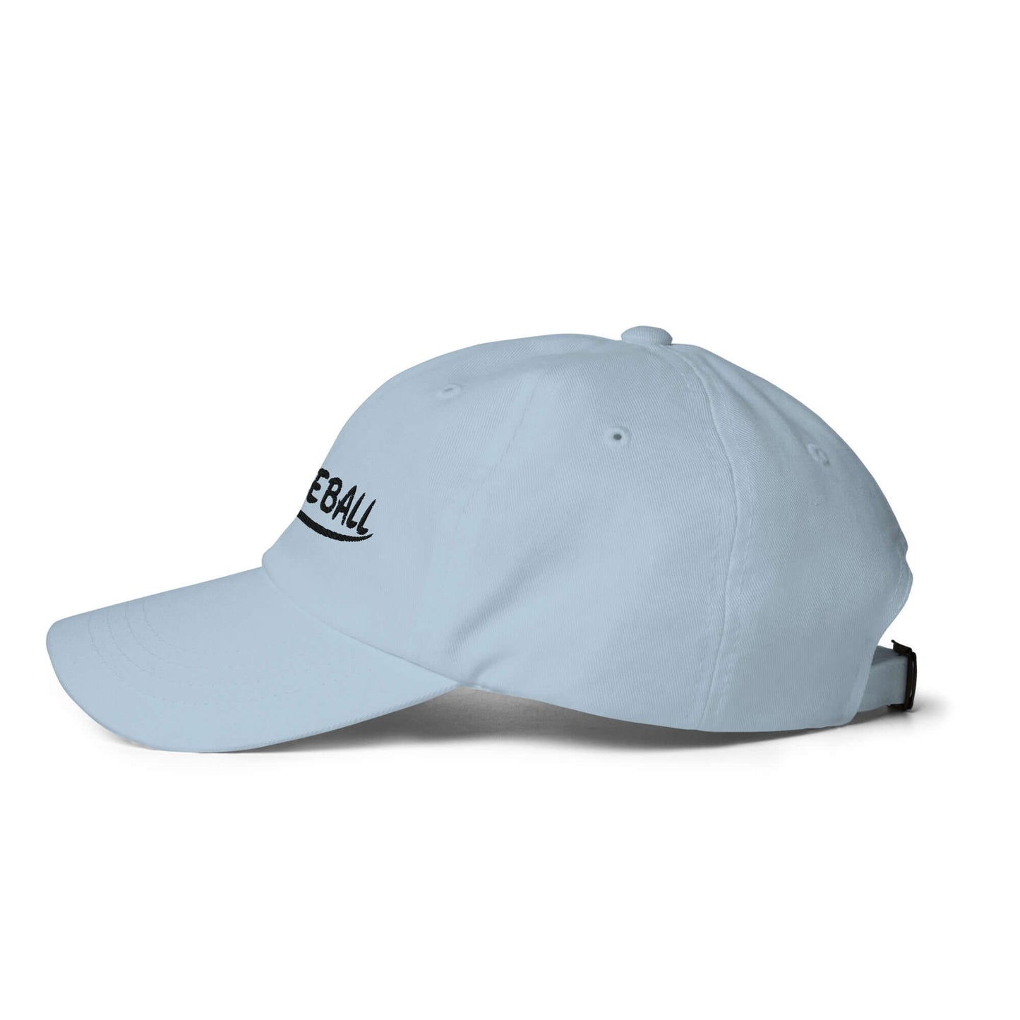Light blue low profile adjustable pickleball hat with embroidered design and curved visor.