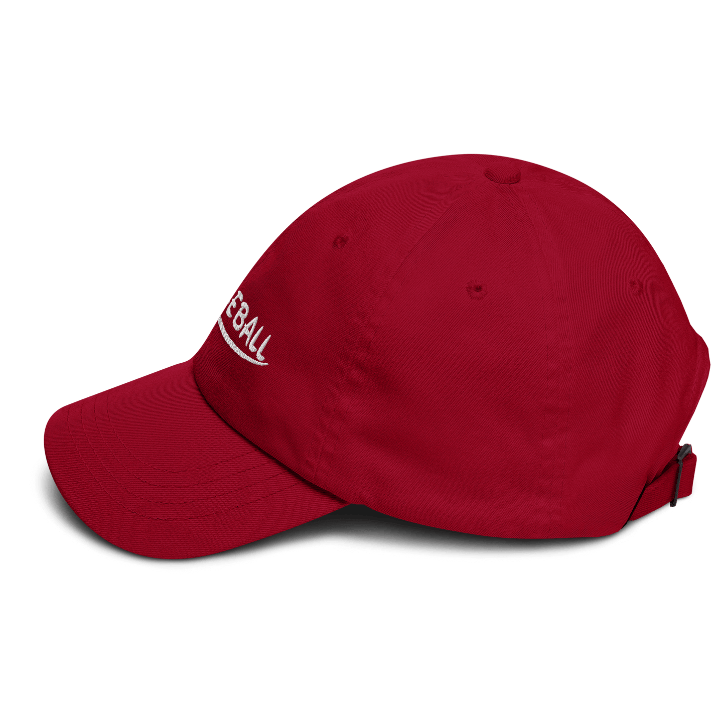Red low profile pickleball hat with adjustable strap and curved visor