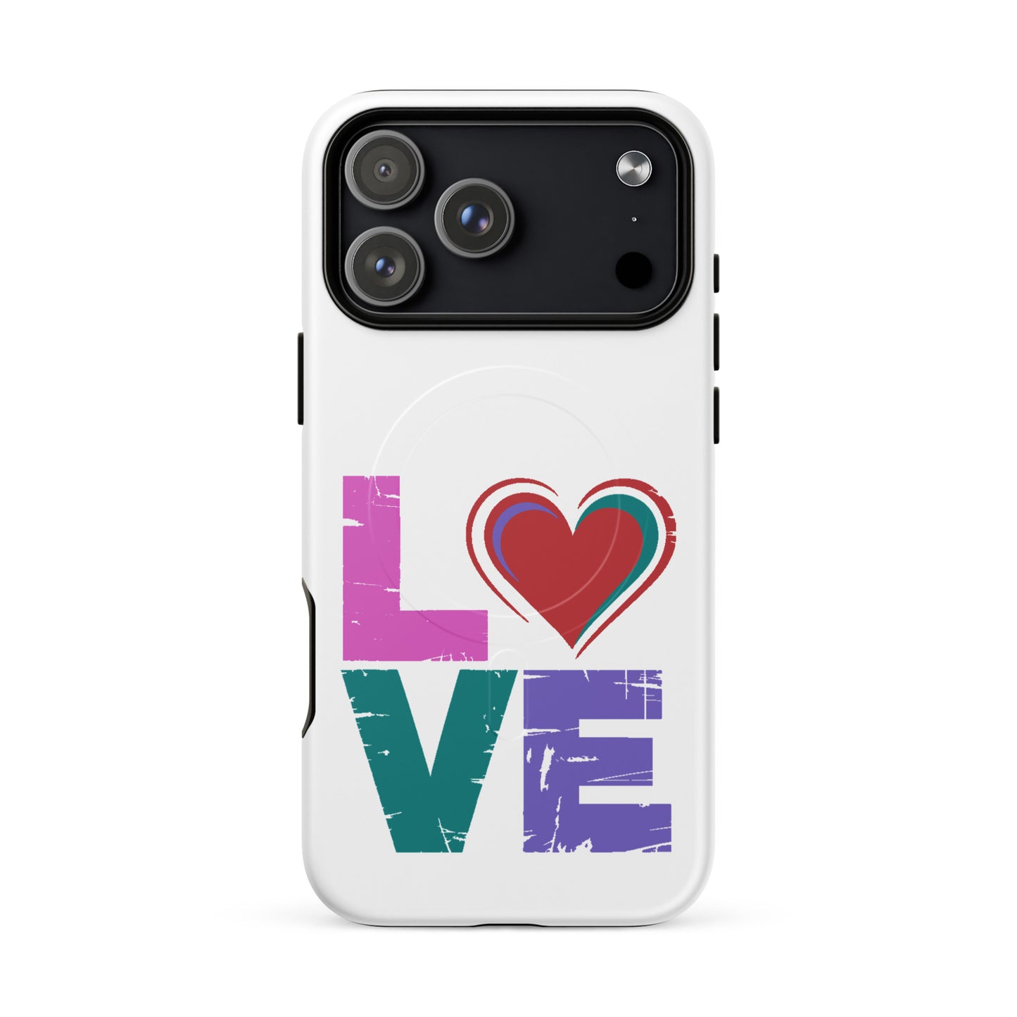 Love Magnetic Dual-Layer Tough Case for iPhone, featuring colorful design, durable protection for Apple iPhone Case.
