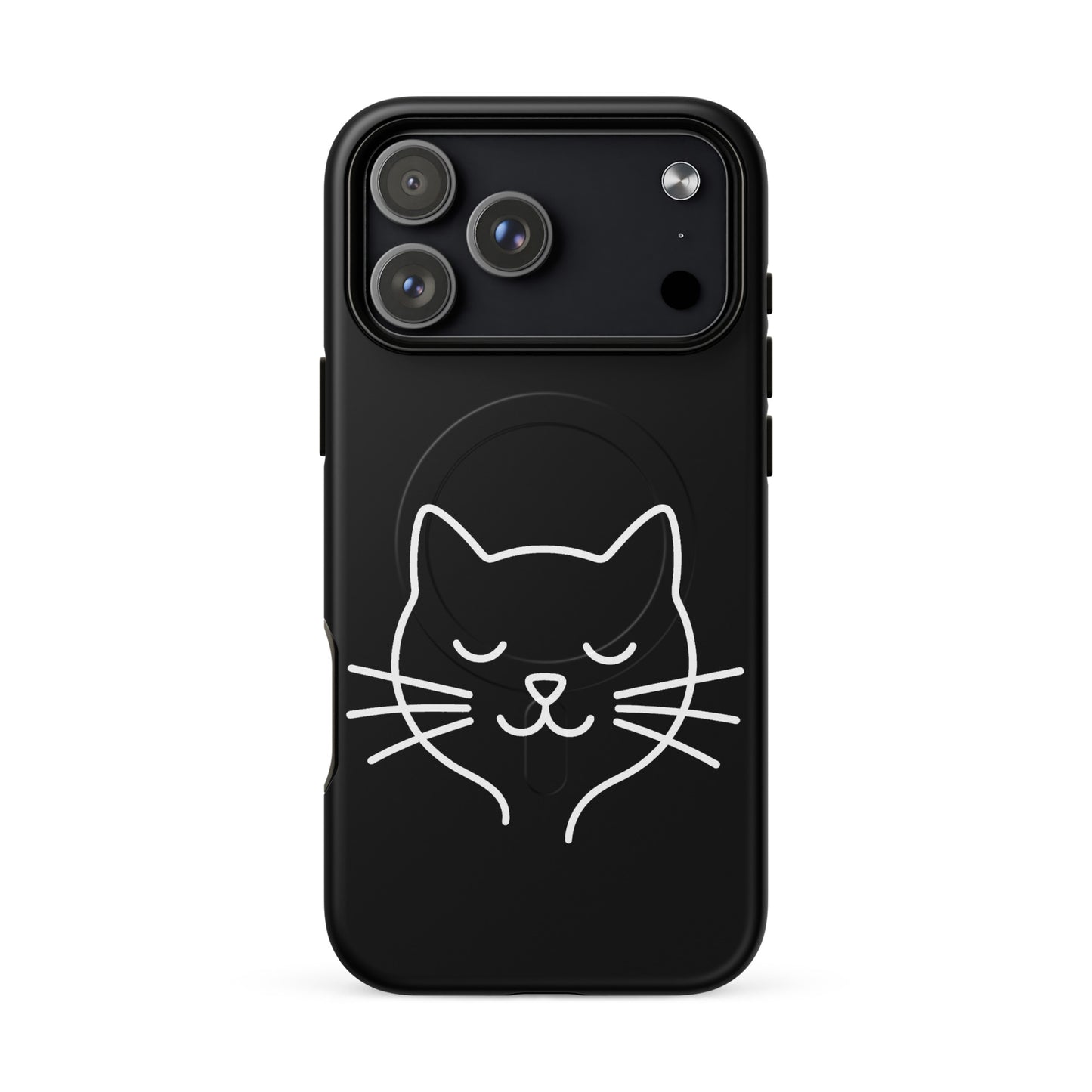 Magnetic Phone Case for iPhone featuring cute minimalist cat line art design.