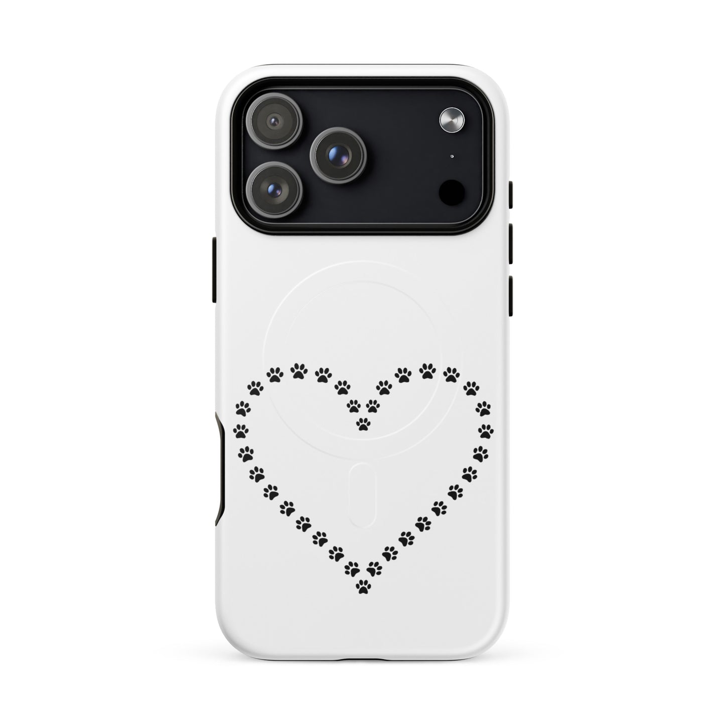 Magnetic Phone Case for iPhone with a cute paw print heart design for pet lovers