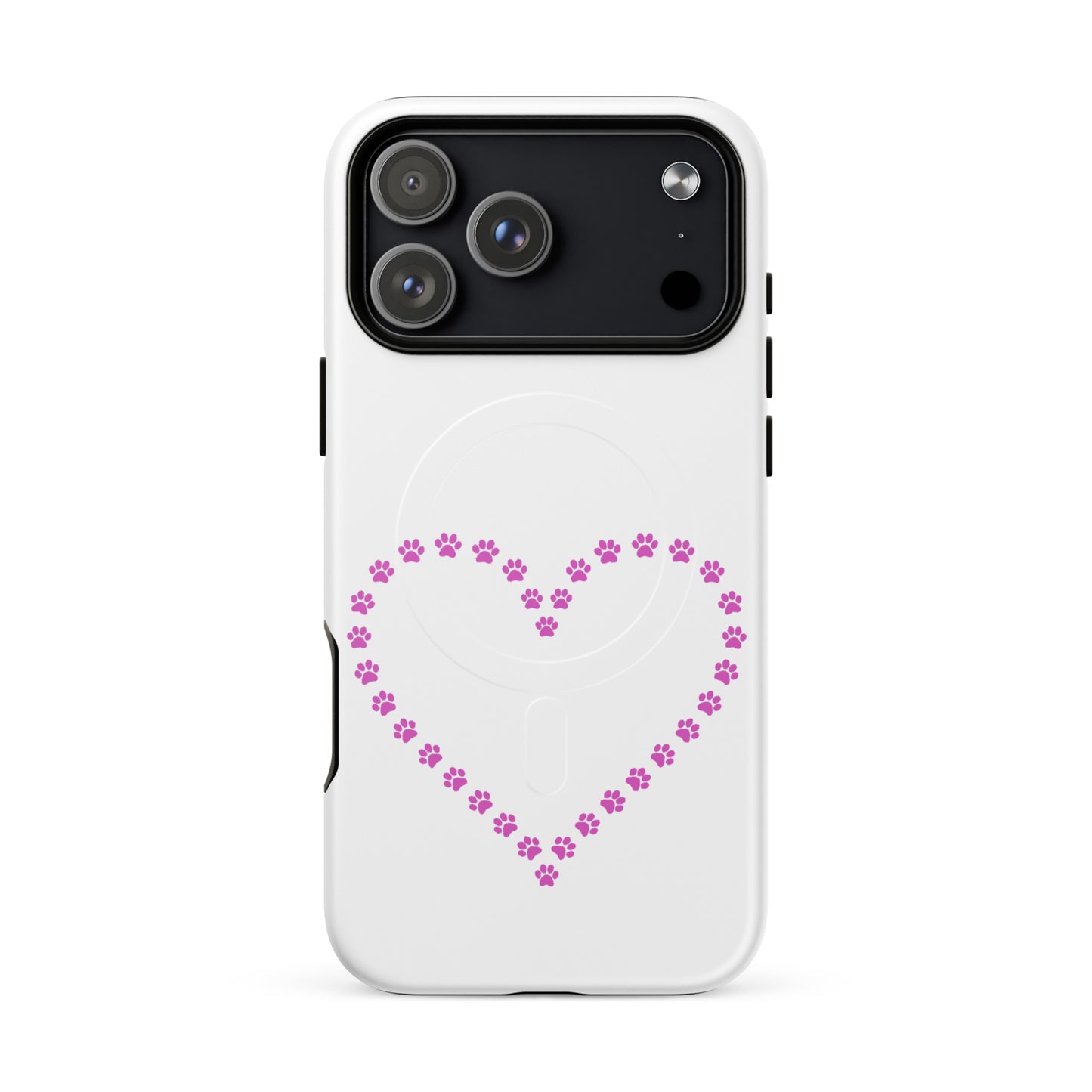 Magnetic Phone Case featuring a paw print heart design perfect for pet lovers, showcasing playful charm and protection.