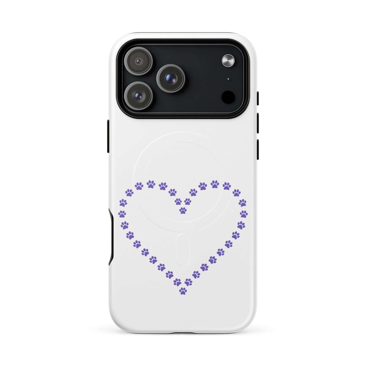 Magnetic Phone Case featuring a paw print heart design for pet lovers, perfect for protecting your iPhone.