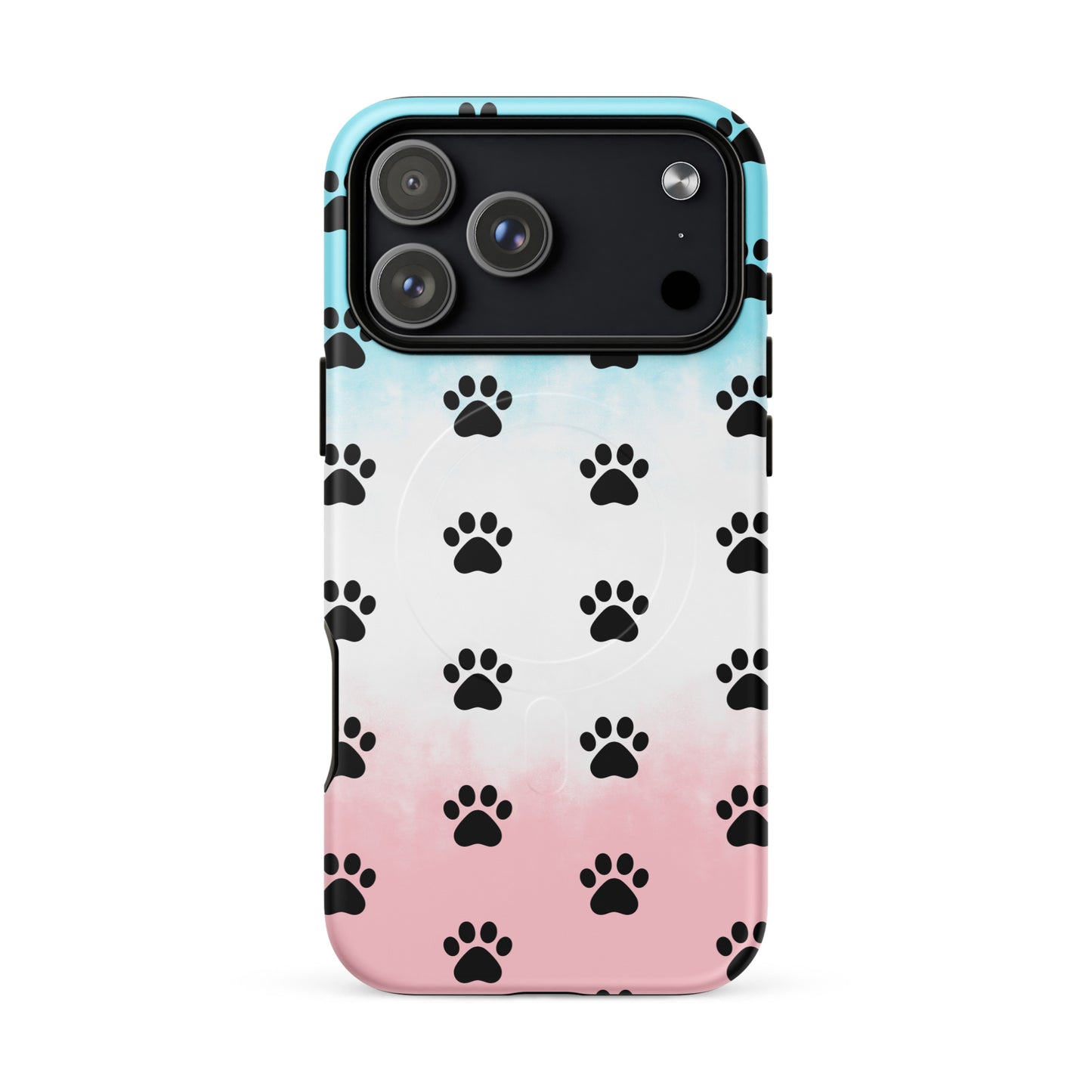 Magnetic Phone Case featuring a colorful paw print design for pet lovers, ideal for cat and dog parents.