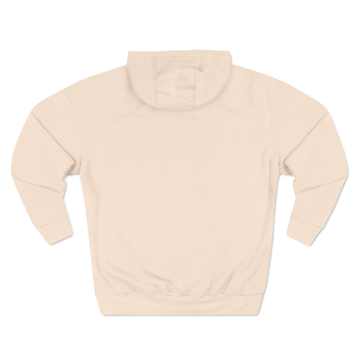 Back view of No Mercy FO Pickleball Series Three-Panel Fleece Hoodie in beige, showing hood and durable design for court performance.